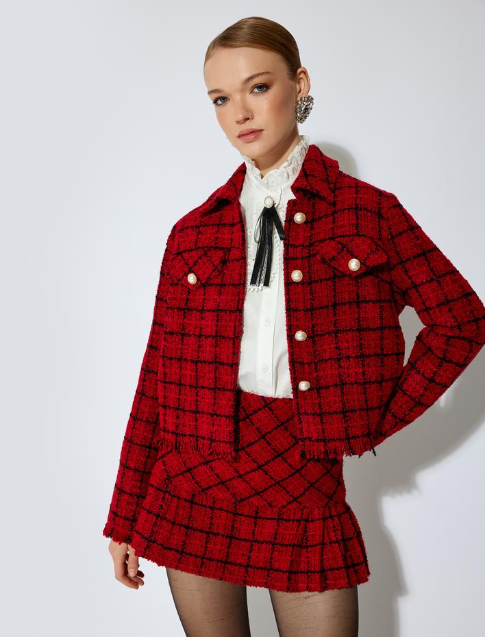  Koton X Sibil Çetinkaya - A Kesim Mini Pileli Tüvit Etek