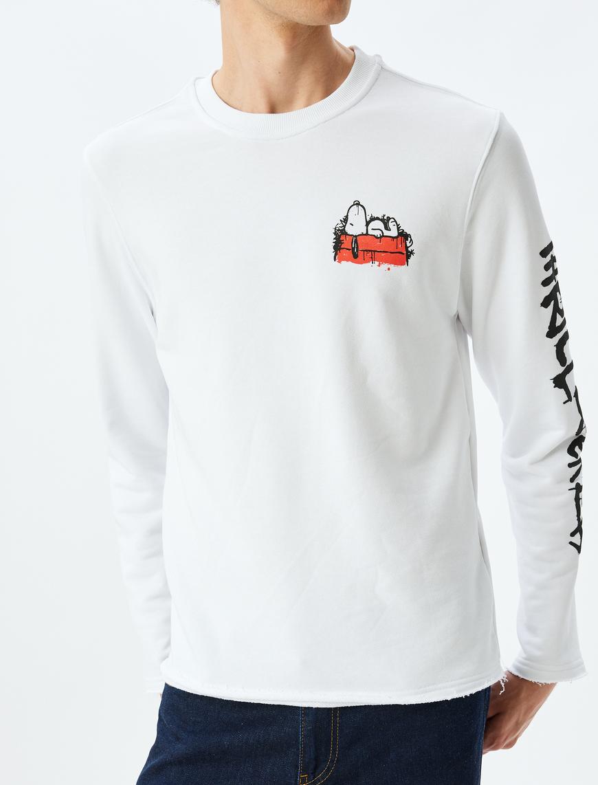   Bisiklet Yaka Uzun Kollu Pamuk Karışımlı Lisanslı Snoopy Sweatshirt