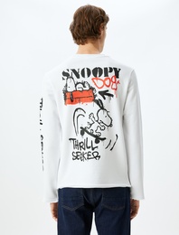 Bisiklet Yaka Uzun Kollu Pamuk Karışımlı Lisanslı Snoopy Sweatshirt