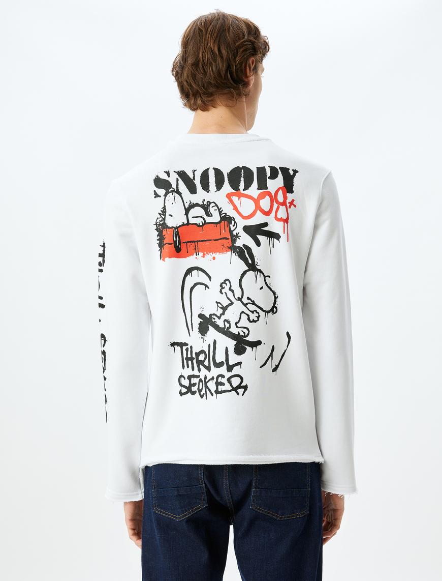   Bisiklet Yaka Uzun Kollu Pamuk Karışımlı Lisanslı Snoopy Sweatshirt