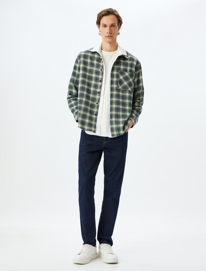  Uzun Kollu Regular Fit Cepli Pamuk Karışımlı Oduncu Gömleği