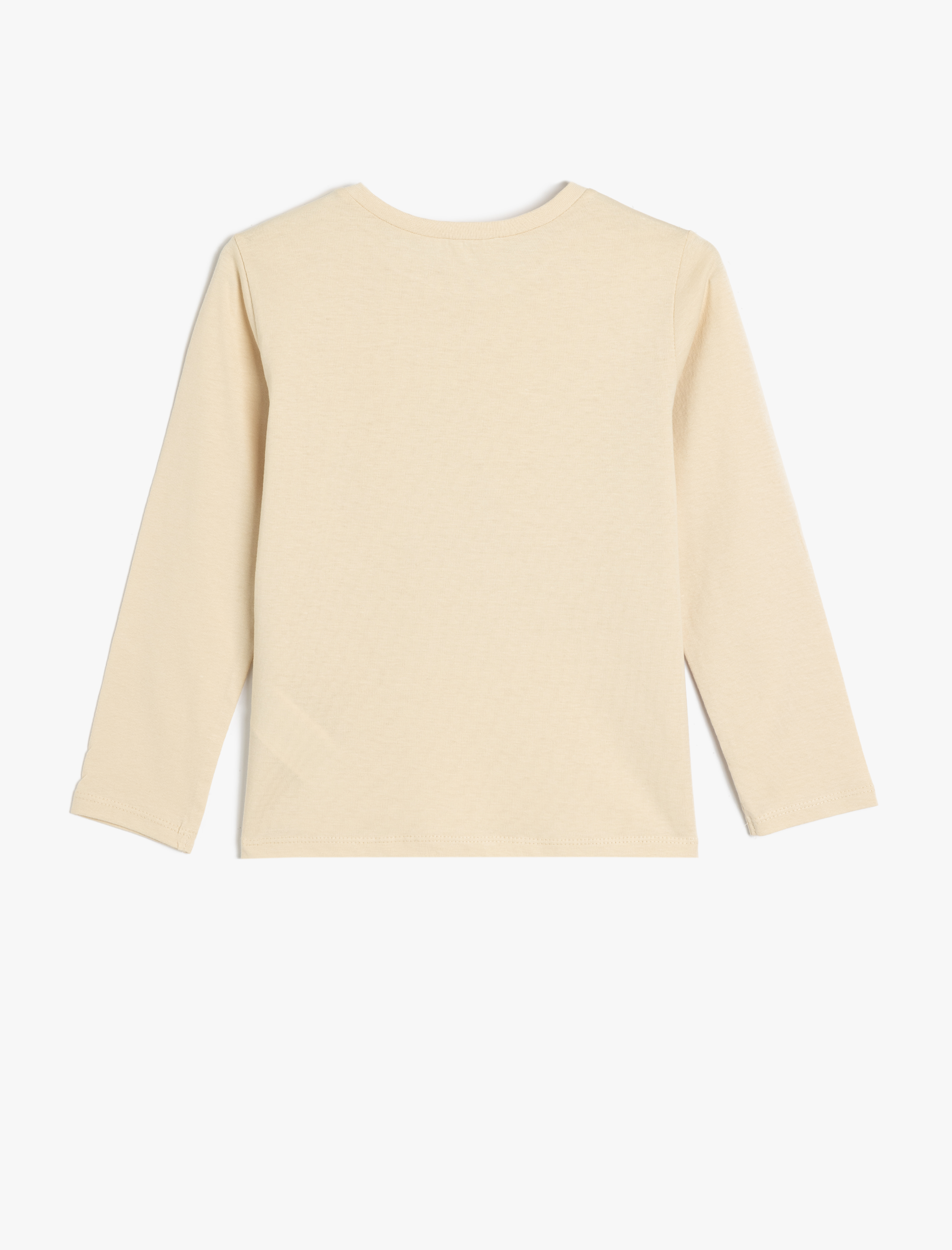  Kız Çocuk Uzun Kollu Tişört Baskı Detaylı Bisiklet Yaka Pamuklu