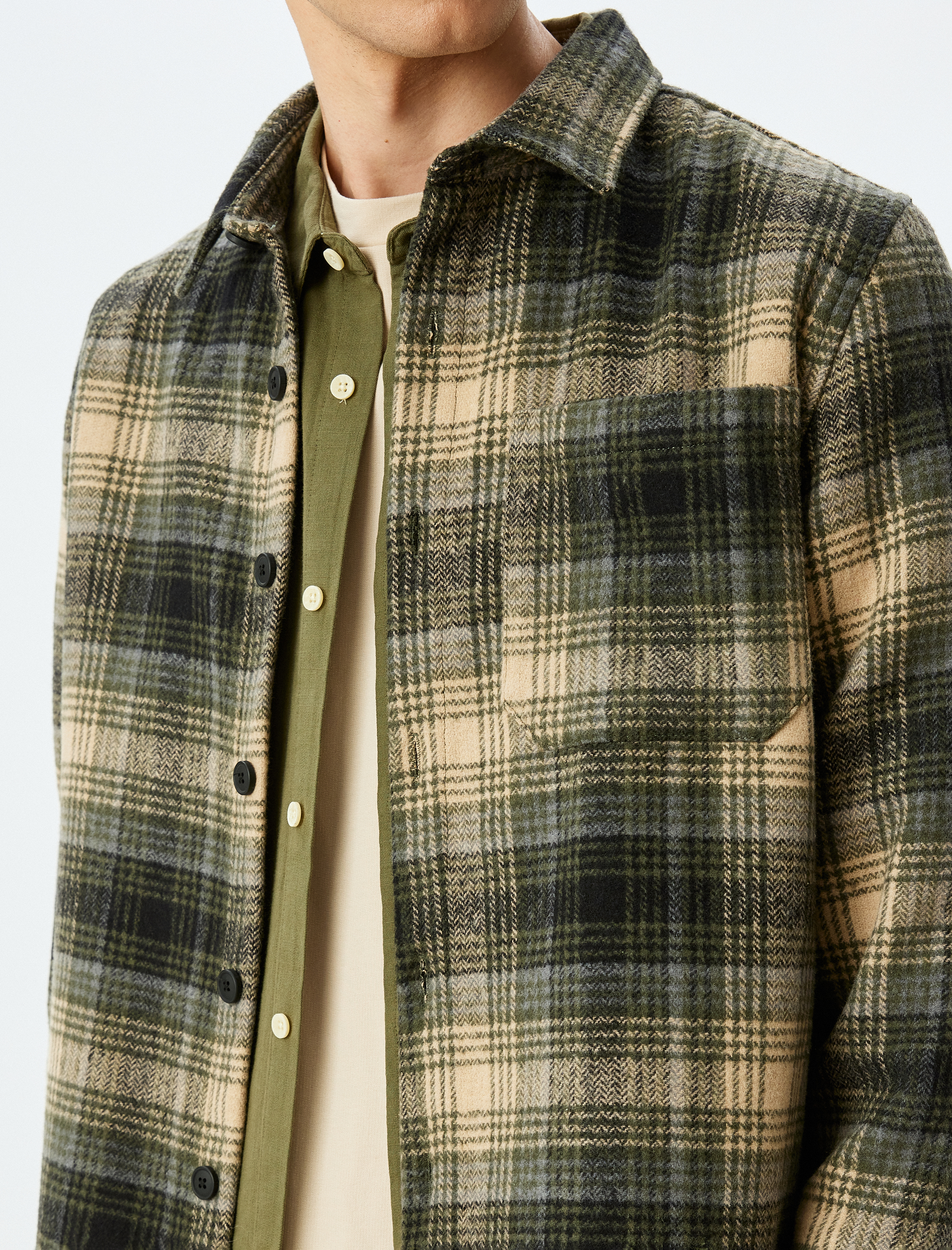   Pamuk Karışımlı Regular Fit Cep Detaylı Uzun Kollu Oduncu Gömleği