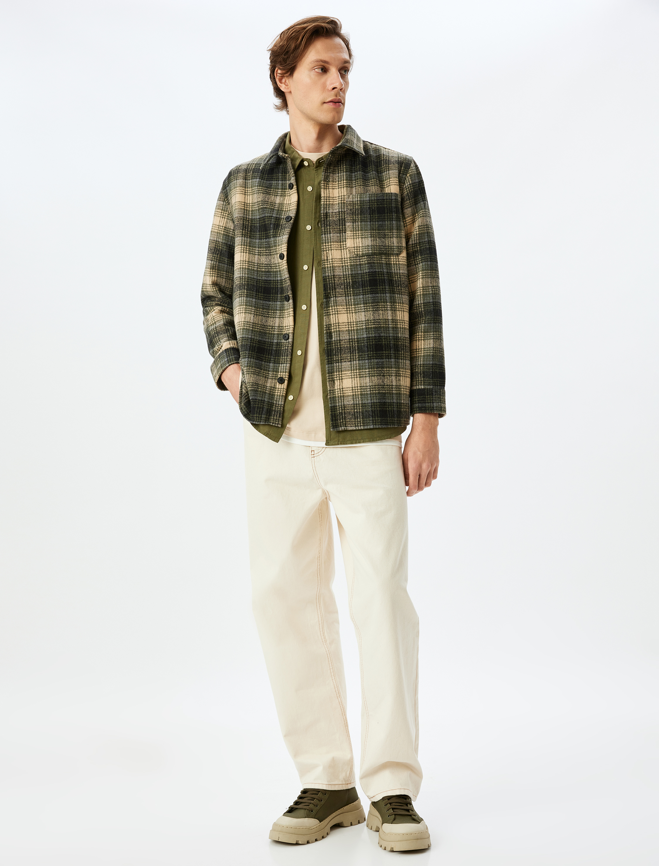   Pamuk Karışımlı Regular Fit Cep Detaylı Uzun Kollu Oduncu Gömleği