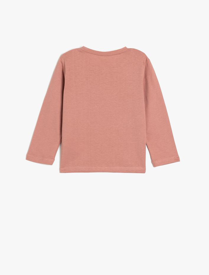 Erkek Bebek Tişört Uzun Kollu Bisiklet Yaka Slogan Baskılı Pamuklu