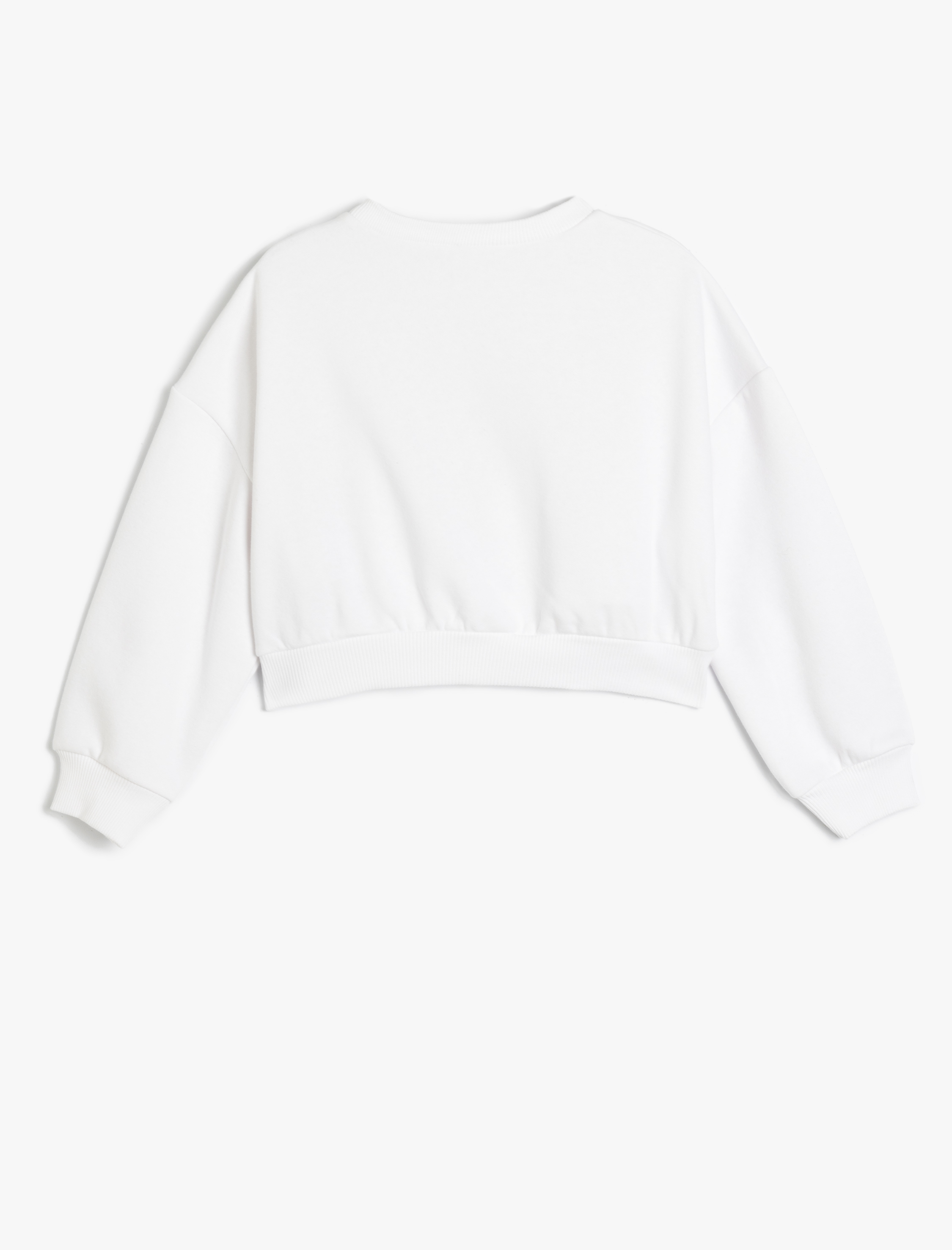  Kız Çocuk Kedi Baskılı Bisiklet Yaka Uzun Kollu Şardonlu Sweatshirt