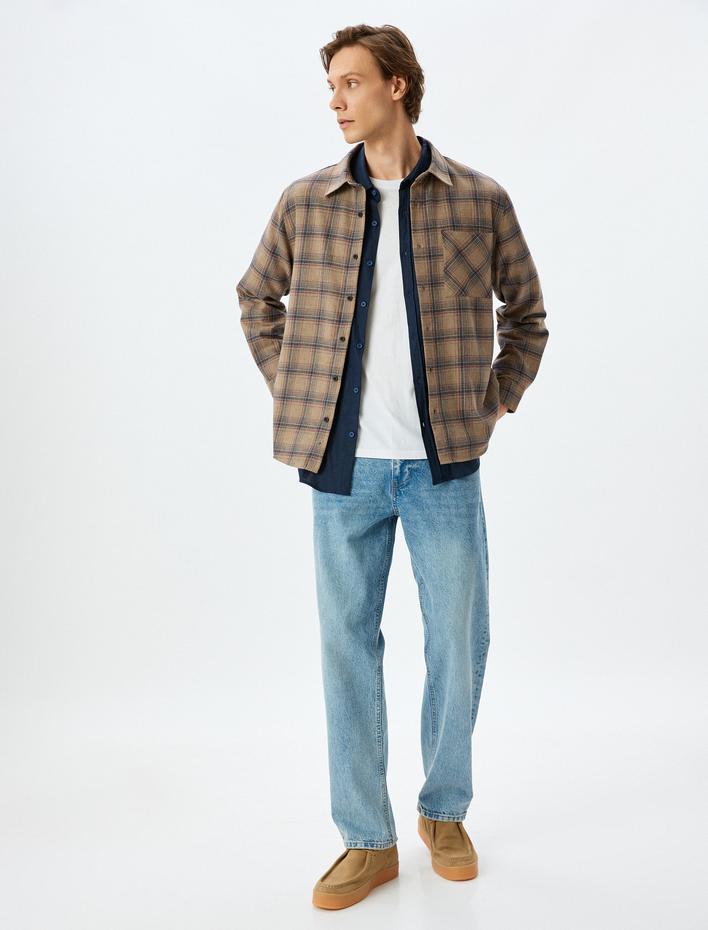  Uzun Kollu Cepli Regular Fit Pamuk Karışımlı Oduncu Gömleği