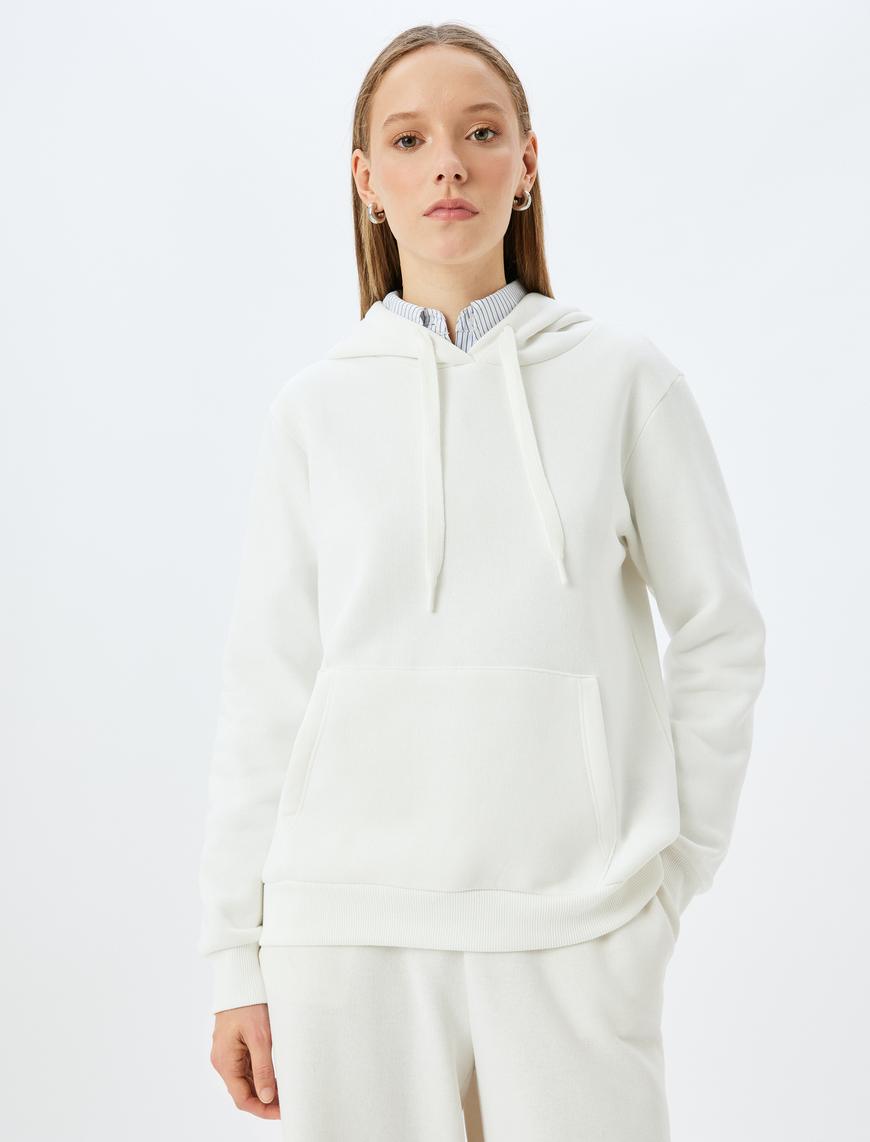   Basic Kapüşonlu Kanguru Cepli Rahat Kalıp Sweatshirt