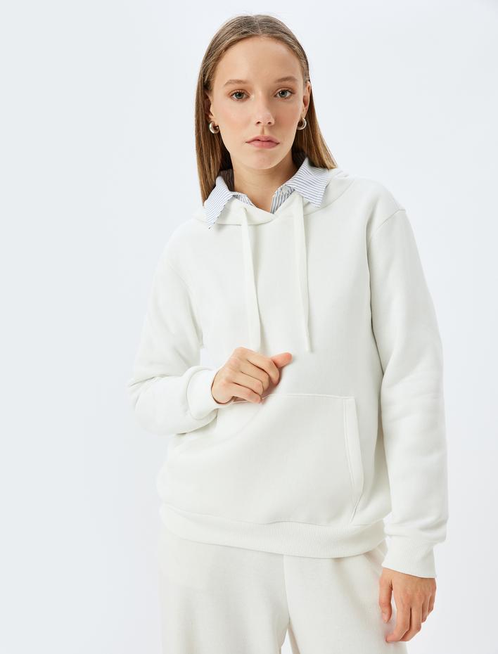  Basic Kapüşonlu Kanguru Cepli Rahat Kalıp Sweatshirt