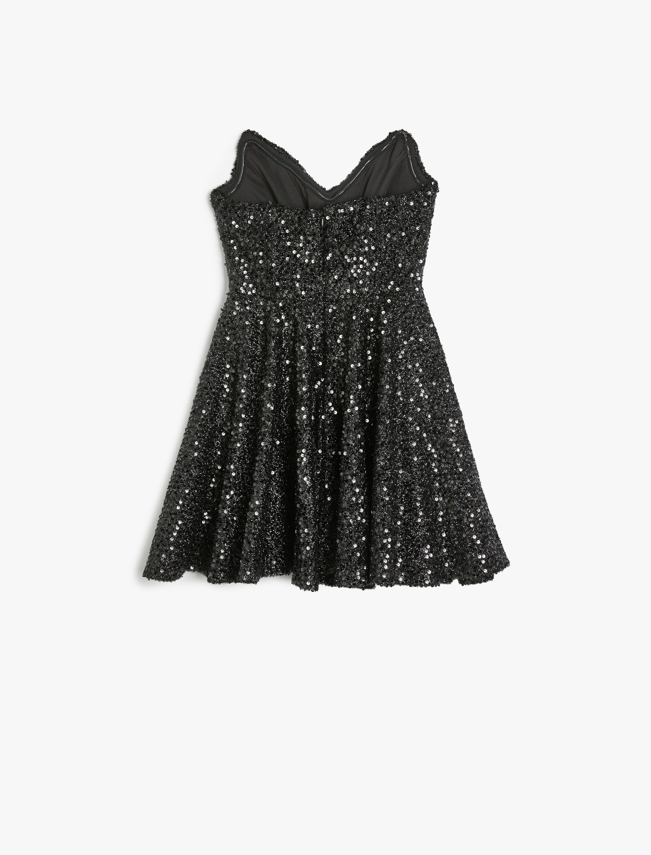   Koton X Sibil Çetinkaya - Pullu Payetli Mini Kalp Yaka Abiye Elbise