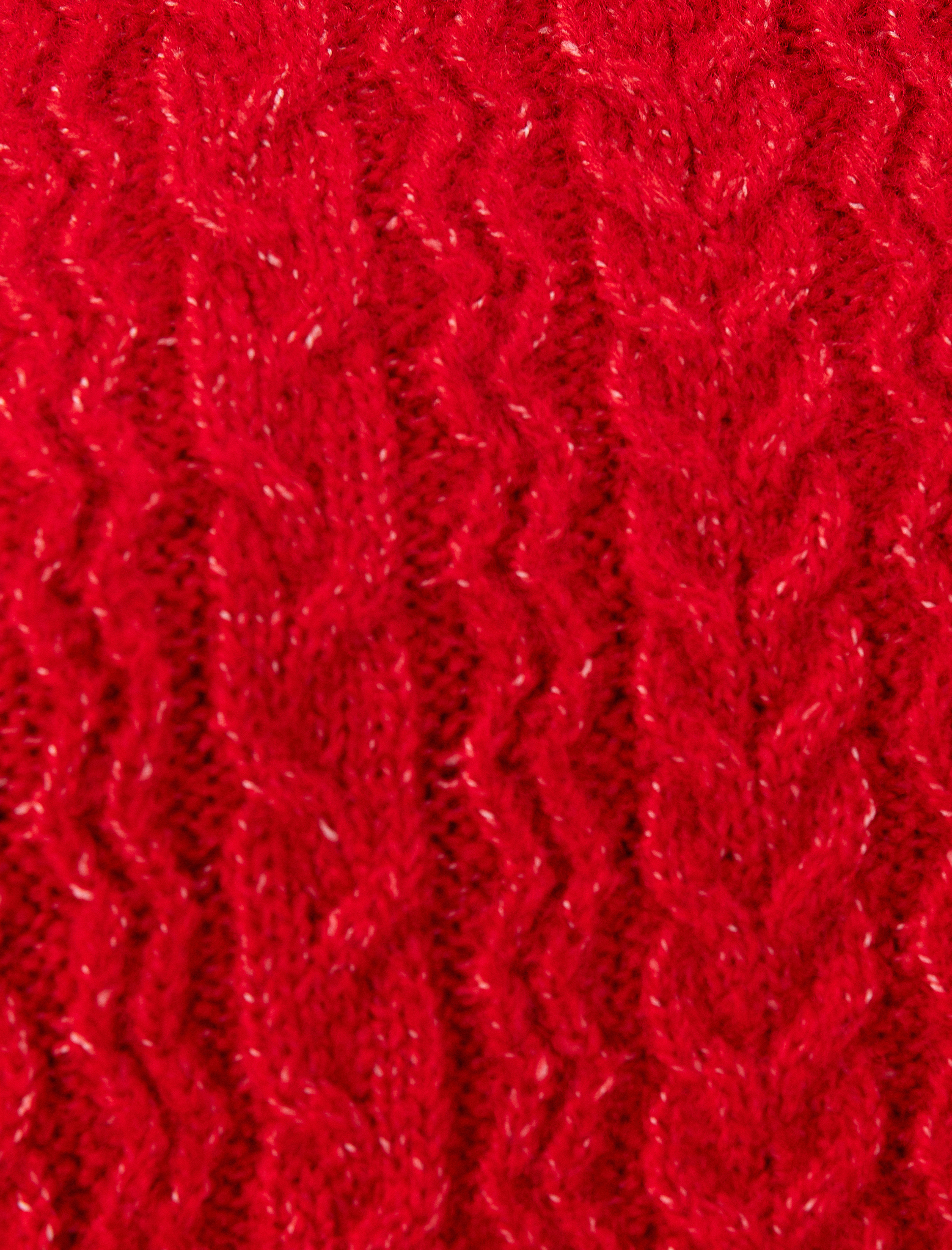   Bisiklet Yaka Saç Örgüsü Dokulu Crop Triko Kazak