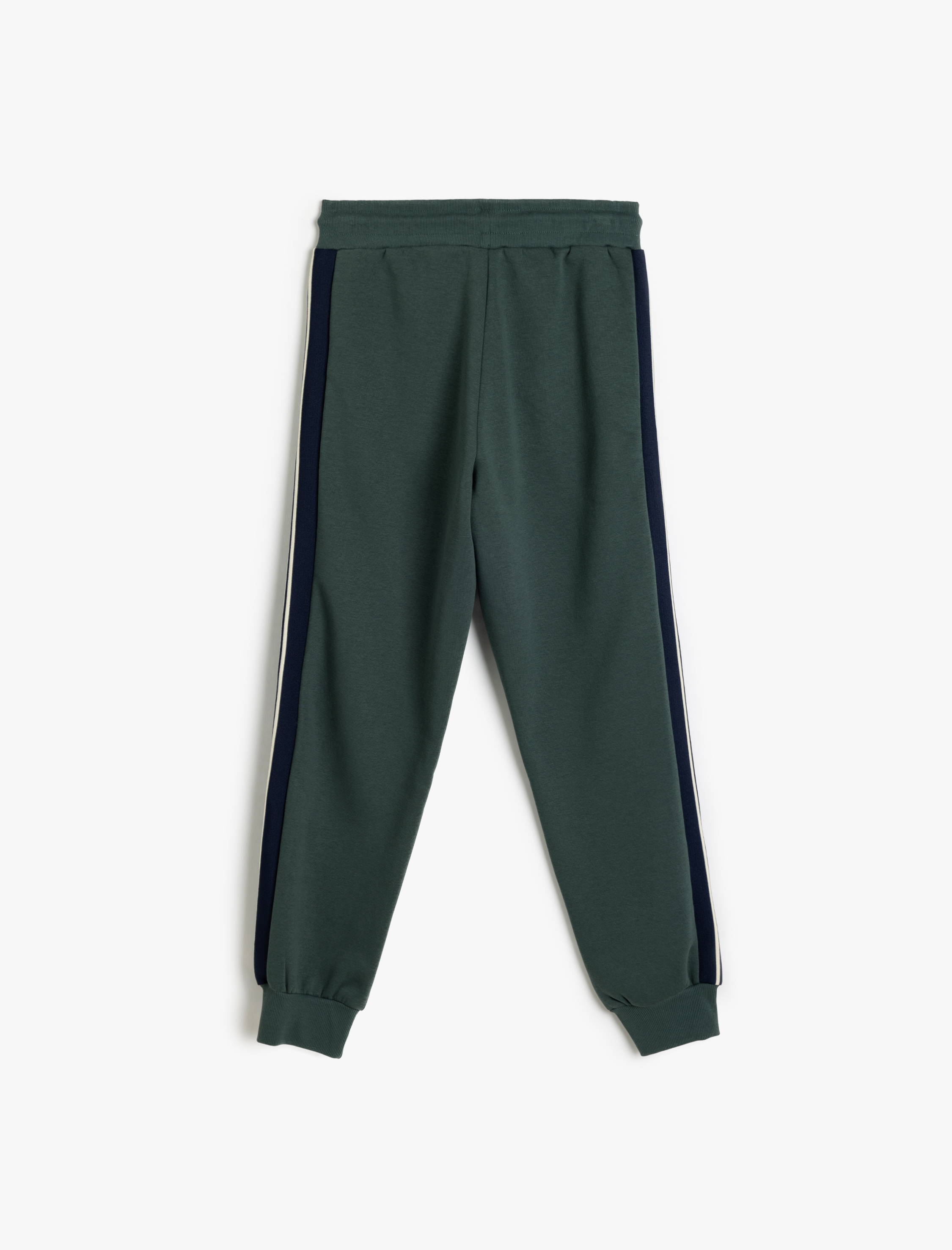   Jogger Cepli Beli Bağcıklı Pamuk Karışımlı Şardonlu Renk Bloklu Spor Eşofman Altı