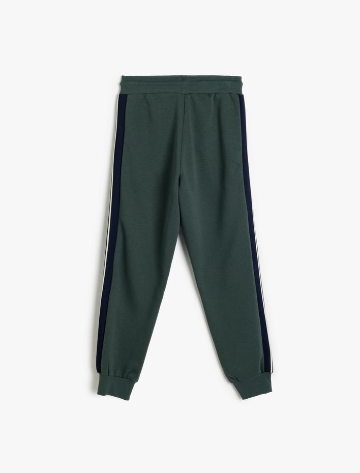  Jogger Cepli Beli Bağcıklı Pamuk Karışımlı Şardonlu Renk Bloklu Spor Eşofman Altı