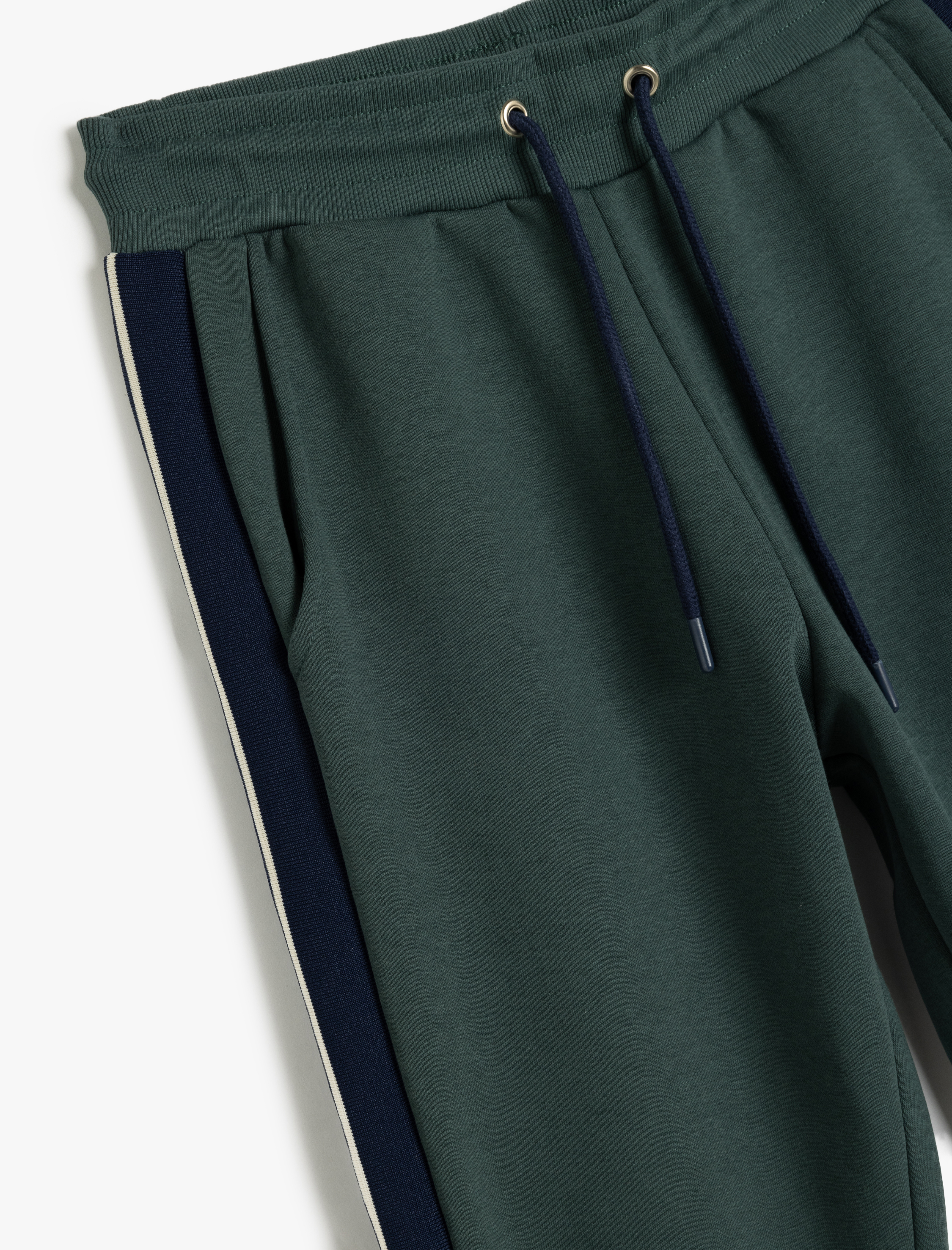   Jogger Cepli Beli Bağcıklı Pamuk Karışımlı Şardonlu Renk Bloklu Spor Eşofman Altı