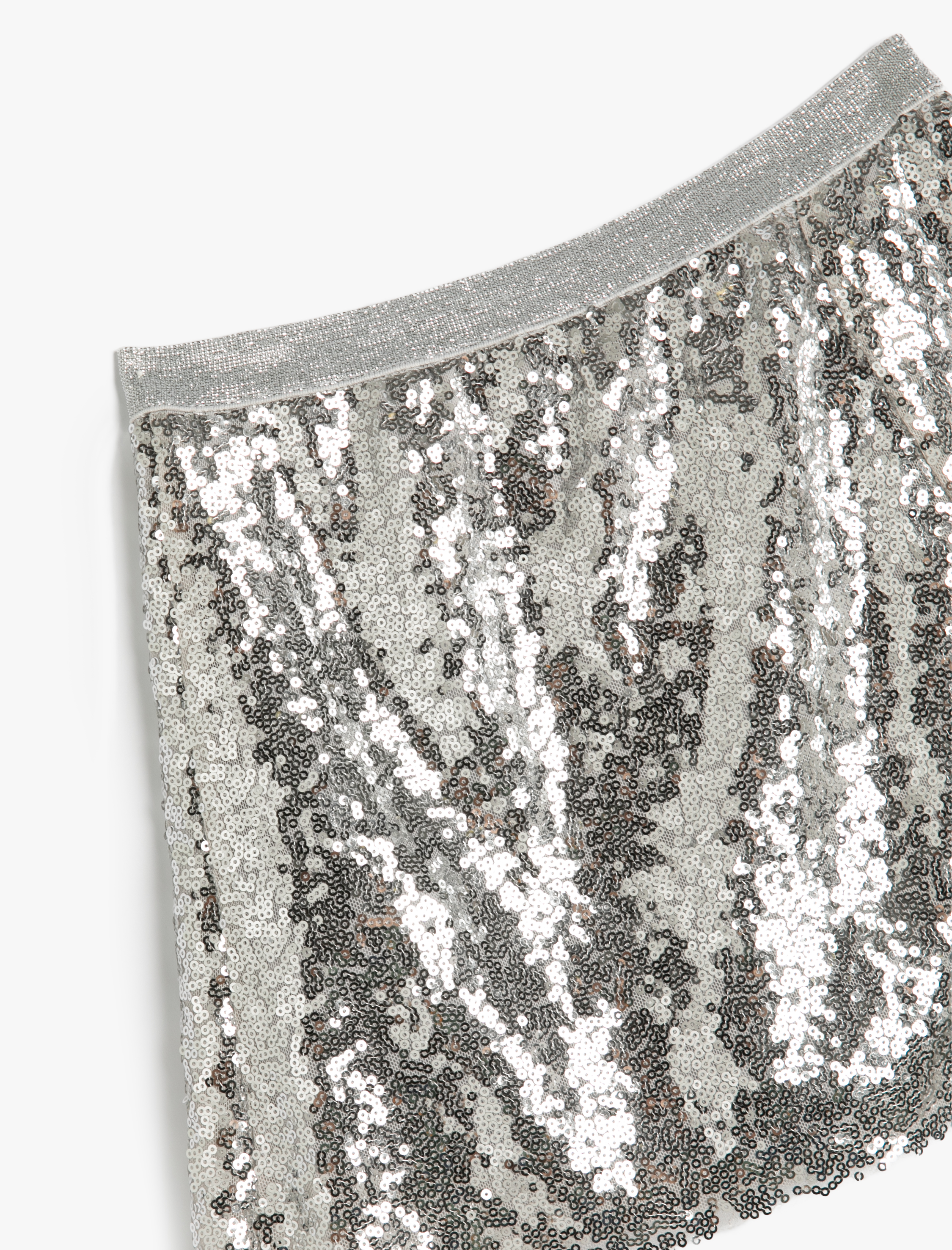  Kız Çocuk Sim Detaylı Beli Lastikli Pullu Payetli Mini Etek