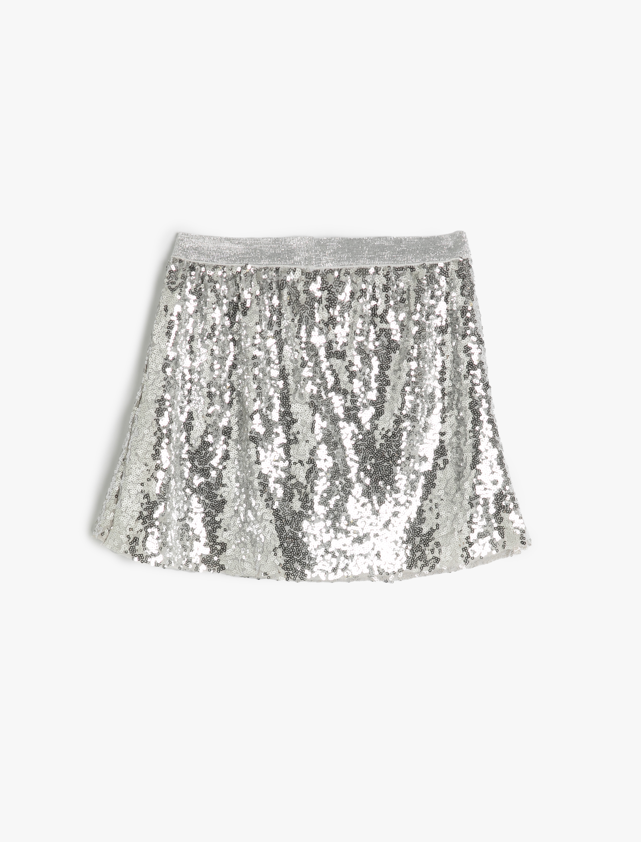  Kız Çocuk Sim Detaylı Beli Lastikli Pullu Payetli Mini Etek