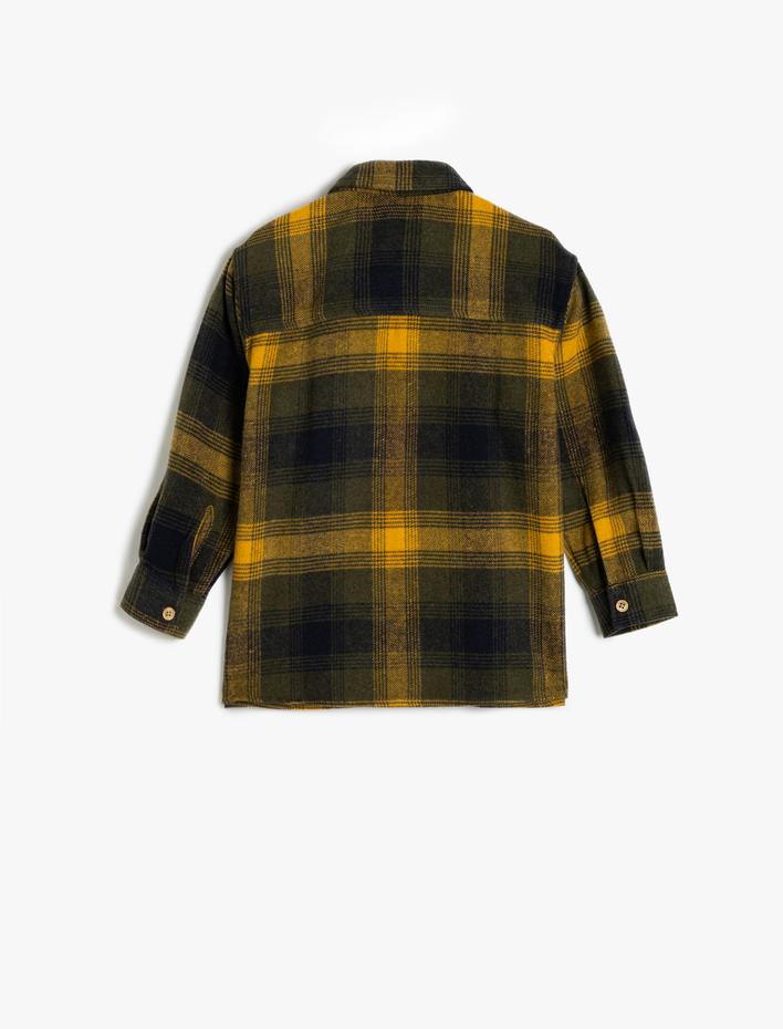 Erkek Çocuk Oduncu Gömleği Uzun Kollu Cep Detaylı Klasik Yaka Düğmeli