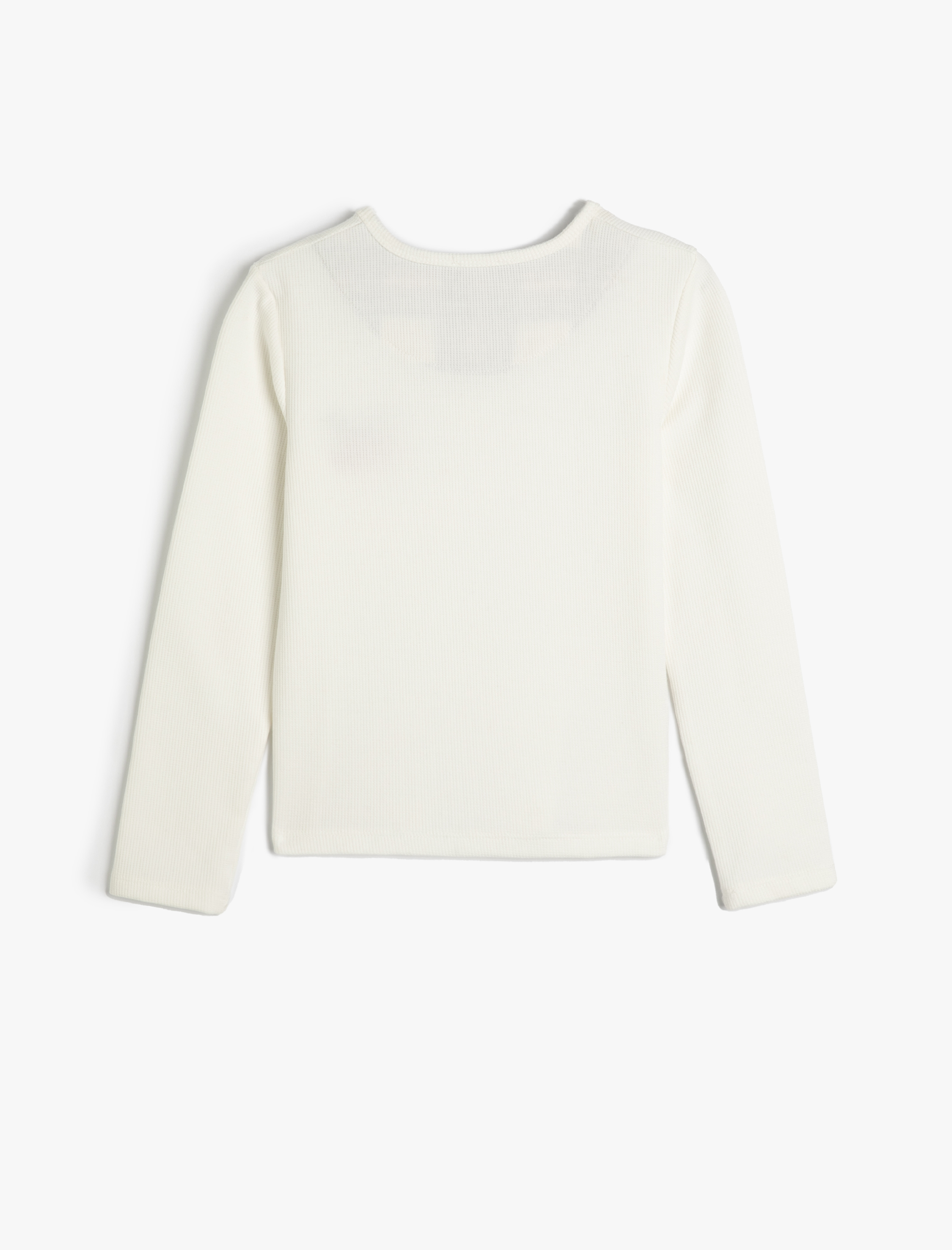  Kız Çocuk Pijama Üstü İşleme Detaylı Düğmeli Yuvarlak Yaka Uzun Kollu