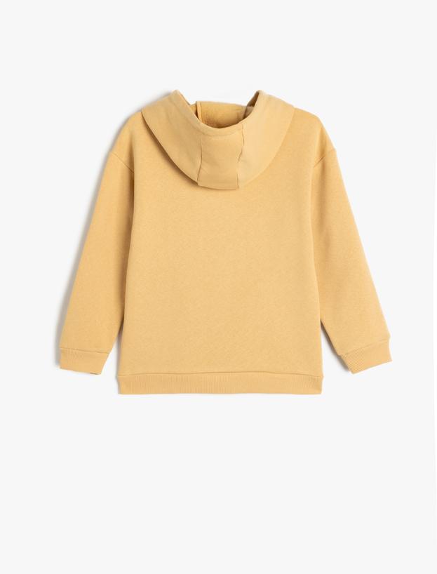 Oversize Kapşonlu Sweatshirt Köpek Baskılı Bisiklet Yaka Uzun Kollu Kanguru Cepli_1