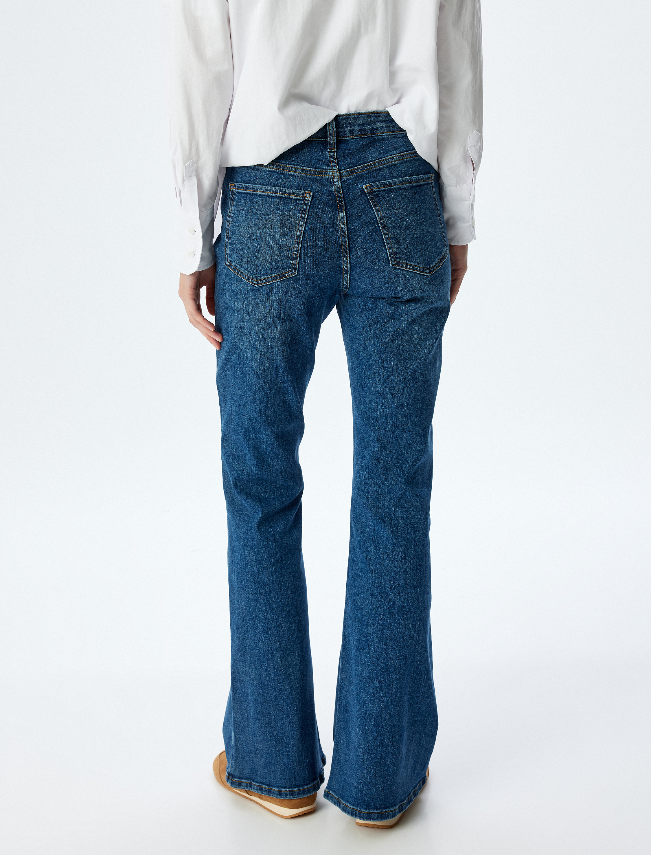   İspanyol Paça Normal Bel Skinny Fit Düğmeli Kot Pantolon - Flare Jean