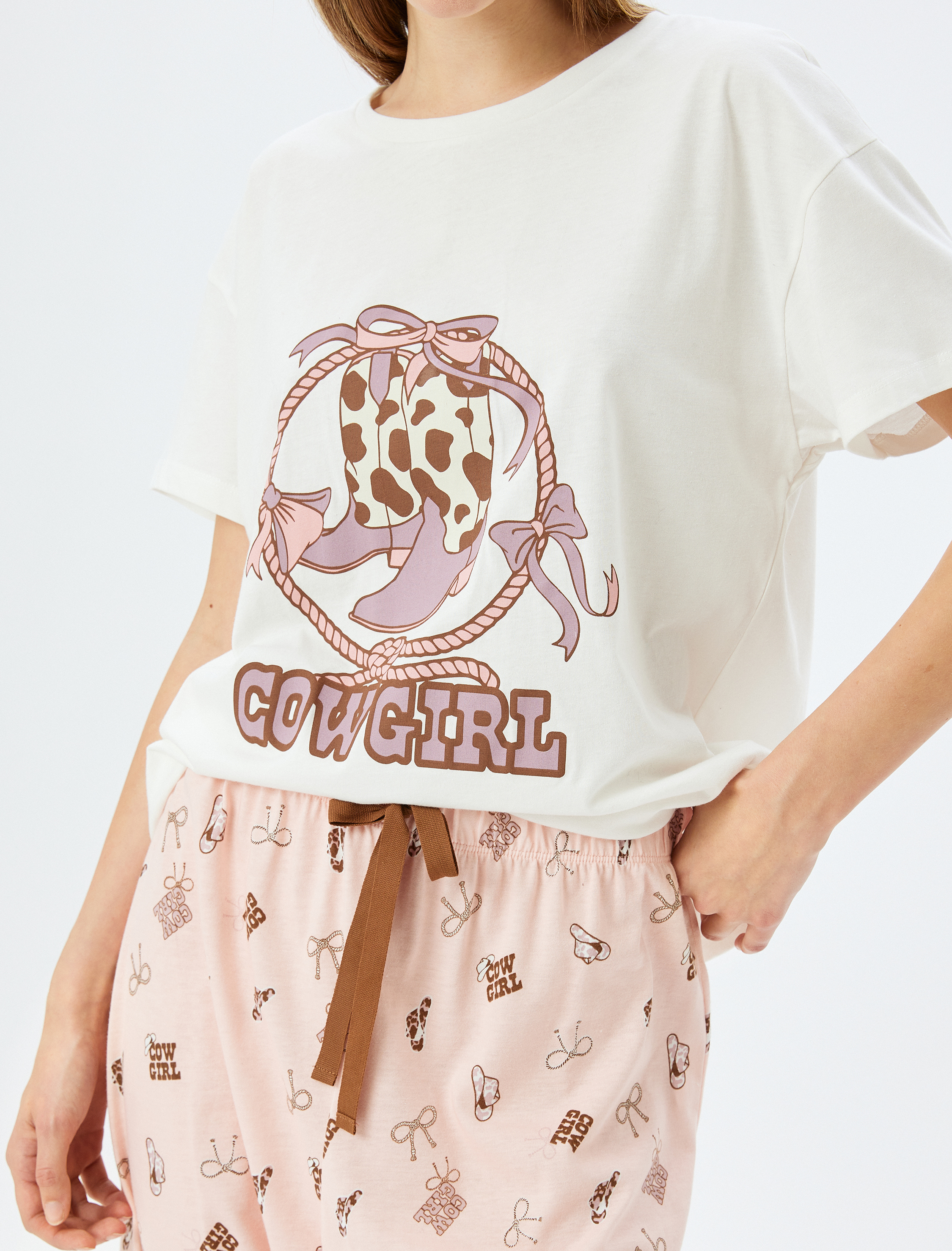   Baskılı Örme Pijama Takımı 2 Parça