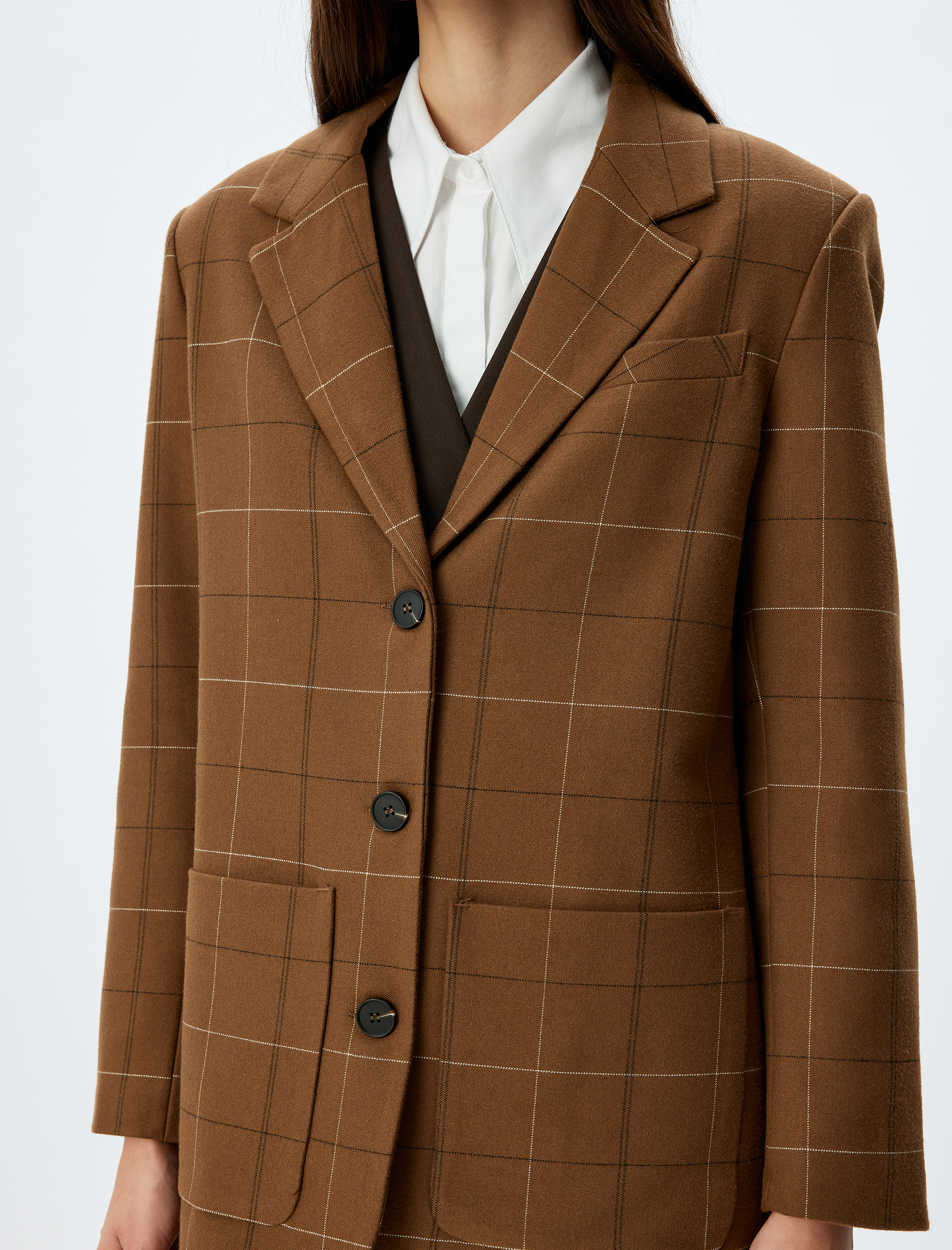   Cepli Düğmeli Kruvaze Blazer Ceket