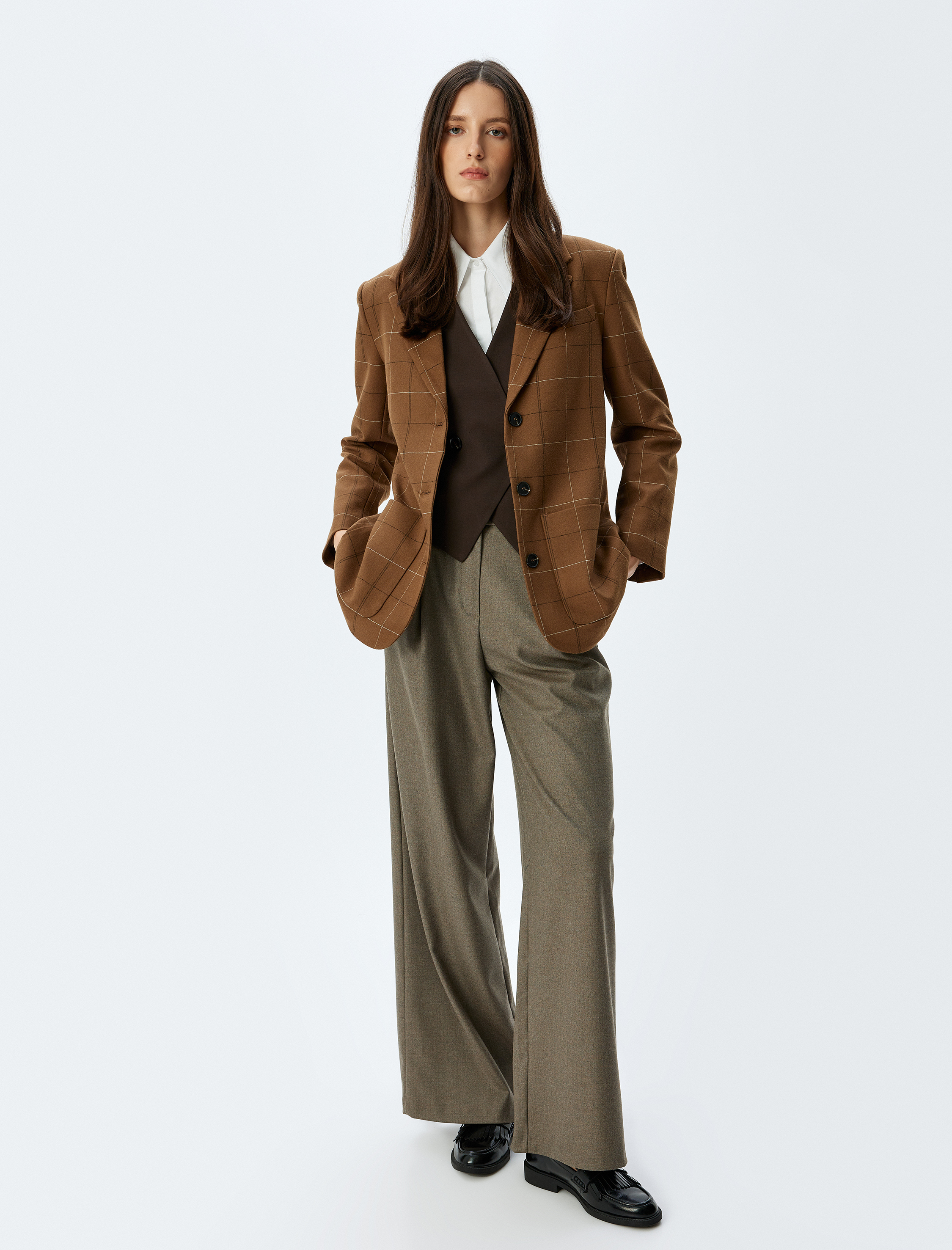   Cepli Düğmeli Kruvaze Blazer Ceket