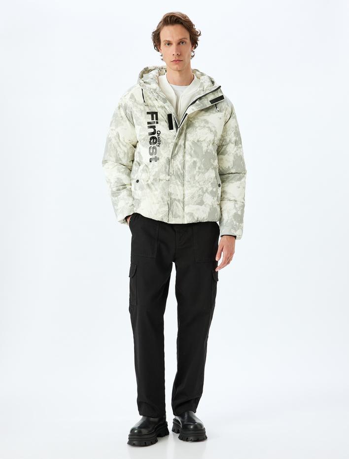  Kapüşonlu Şişme Mont Fermuarlı Rüzgar Kapaklı