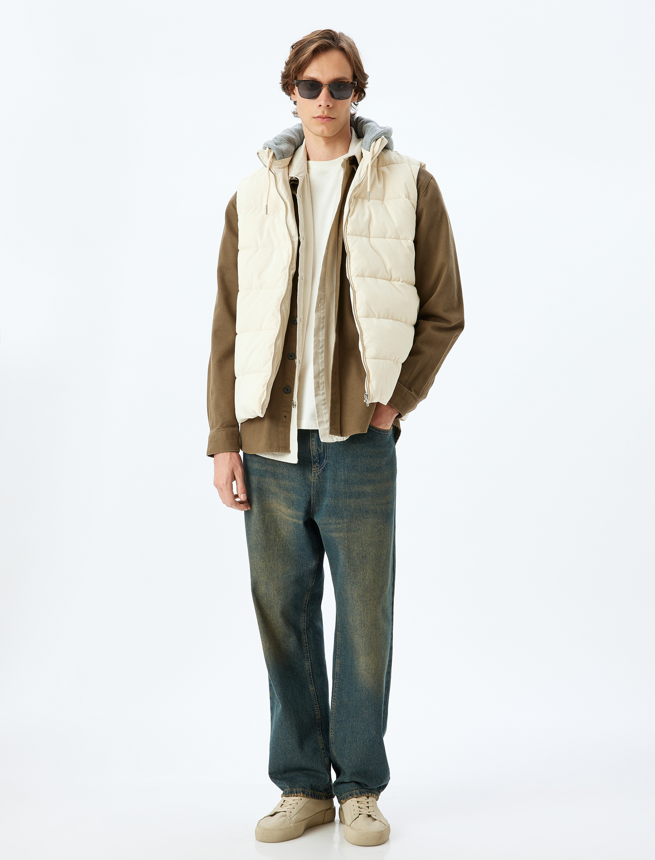   Şişme Yelek Çıkarılabilir Kapşonlu Fermuarlı