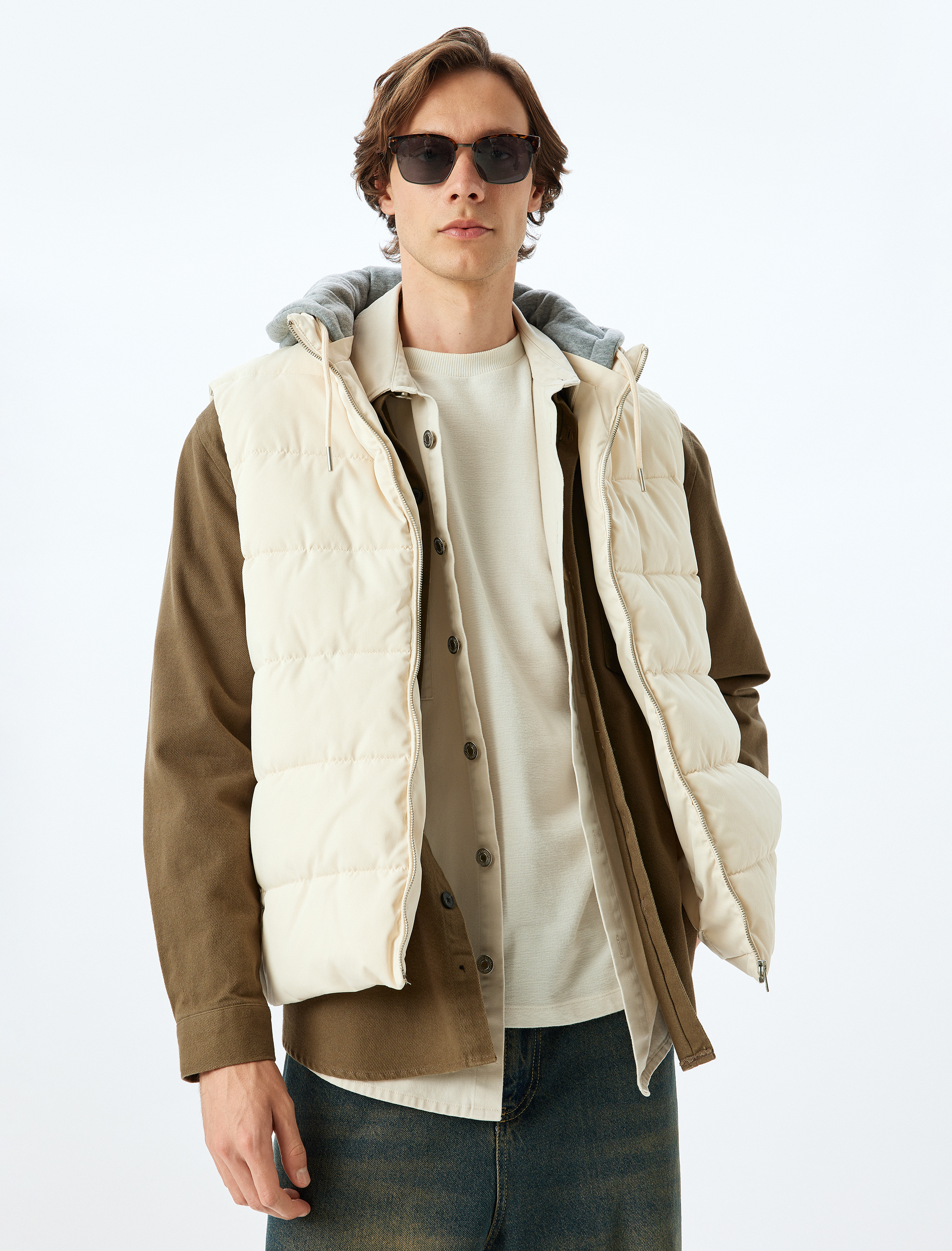   Şişme Yelek Çıkarılabilir Kapşonlu Fermuarlı