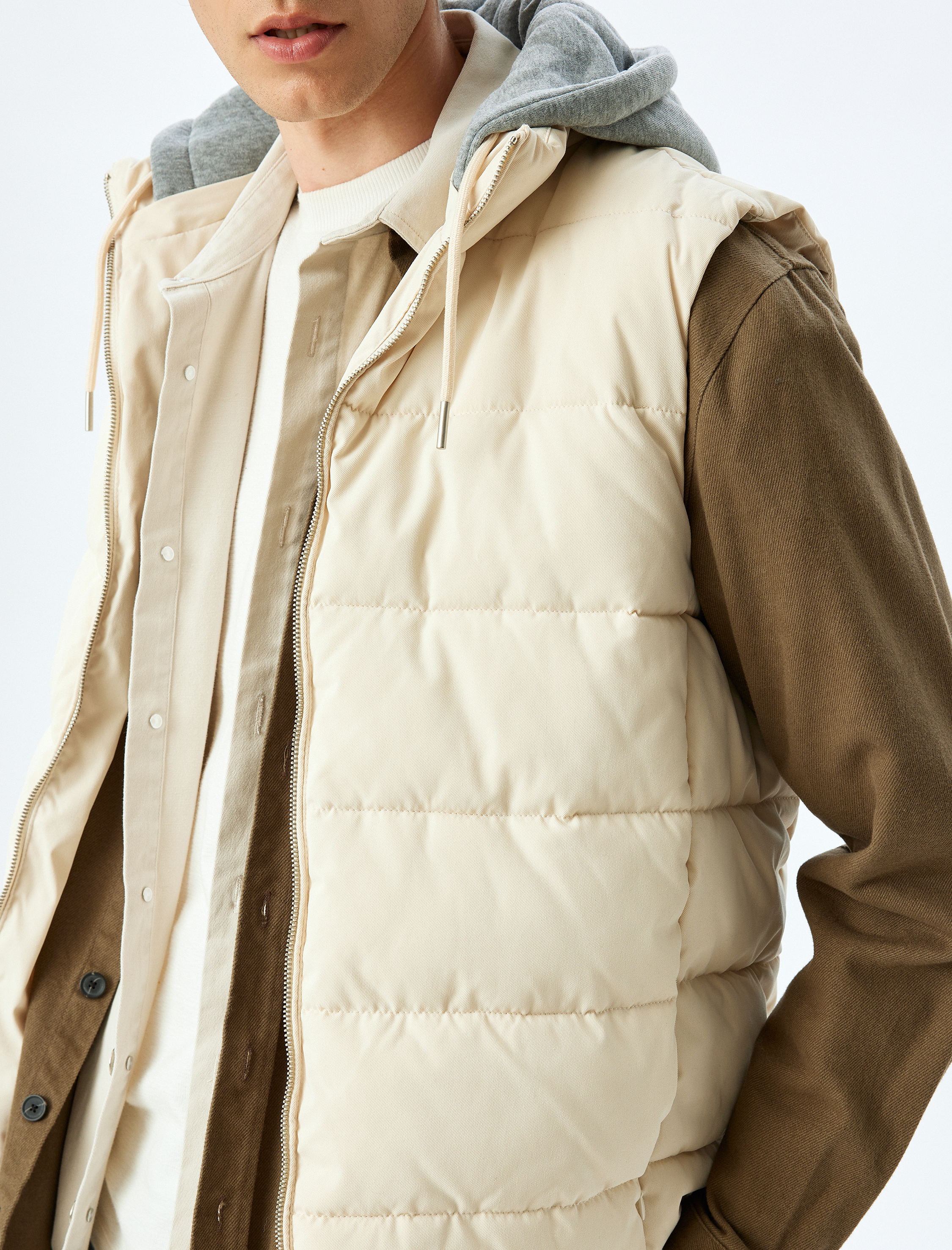   Şişme Yelek Çıkarılabilir Kapşonlu Fermuarlı