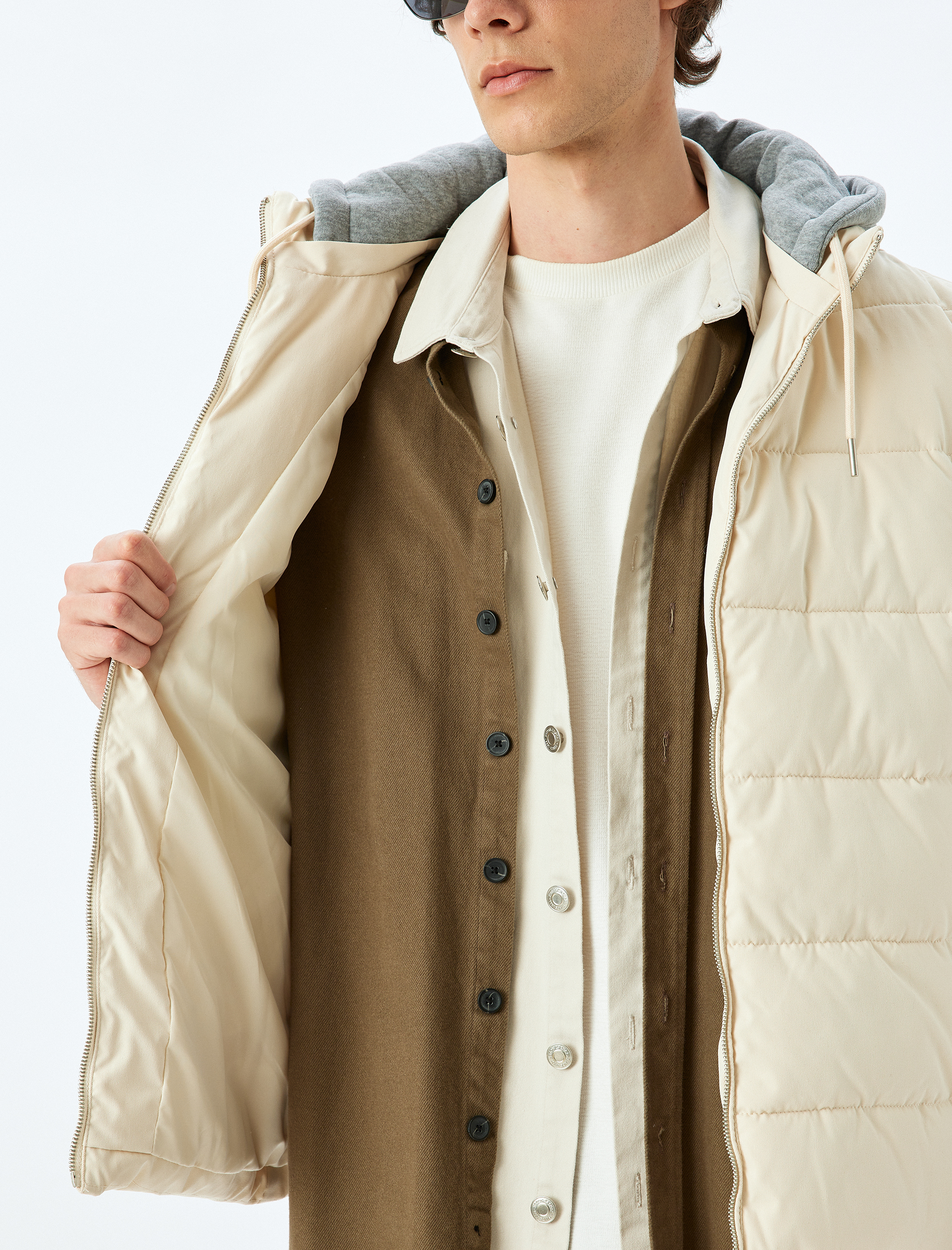   Şişme Yelek Çıkarılabilir Kapşonlu Fermuarlı