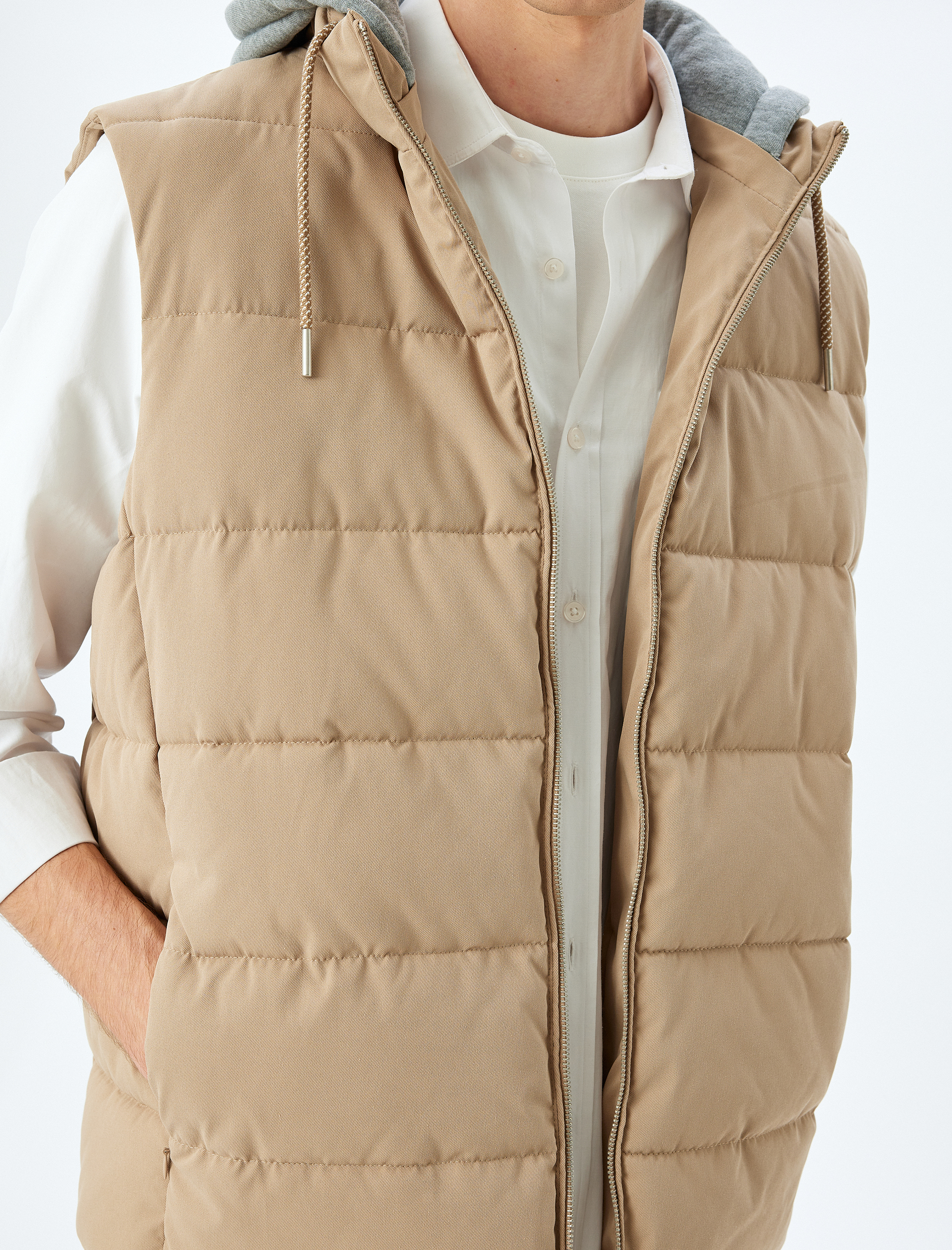   Şişme Yelek Çıkarılabilir Kapşonlu Fermuarlı