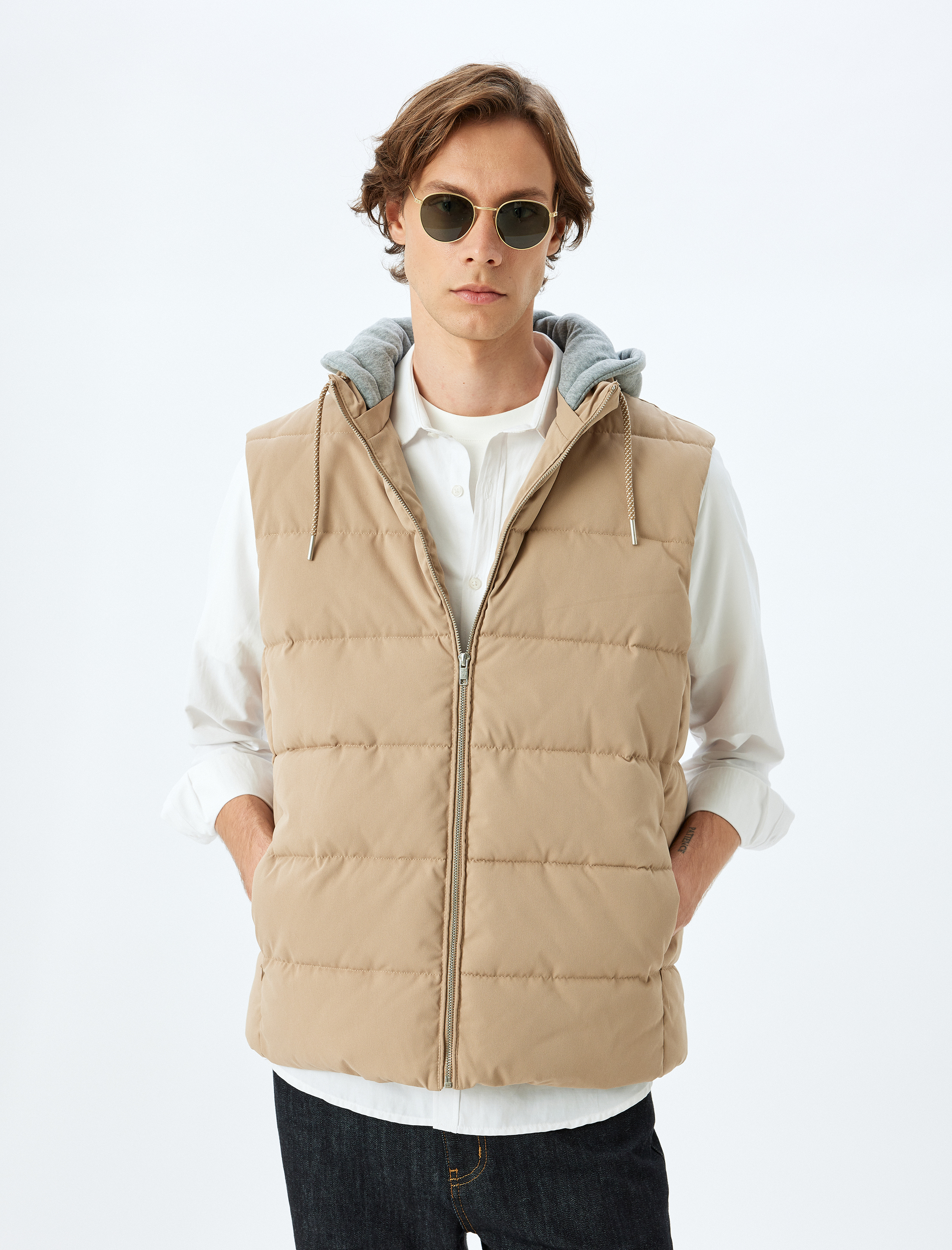   Şişme Yelek Çıkarılabilir Kapşonlu Fermuarlı