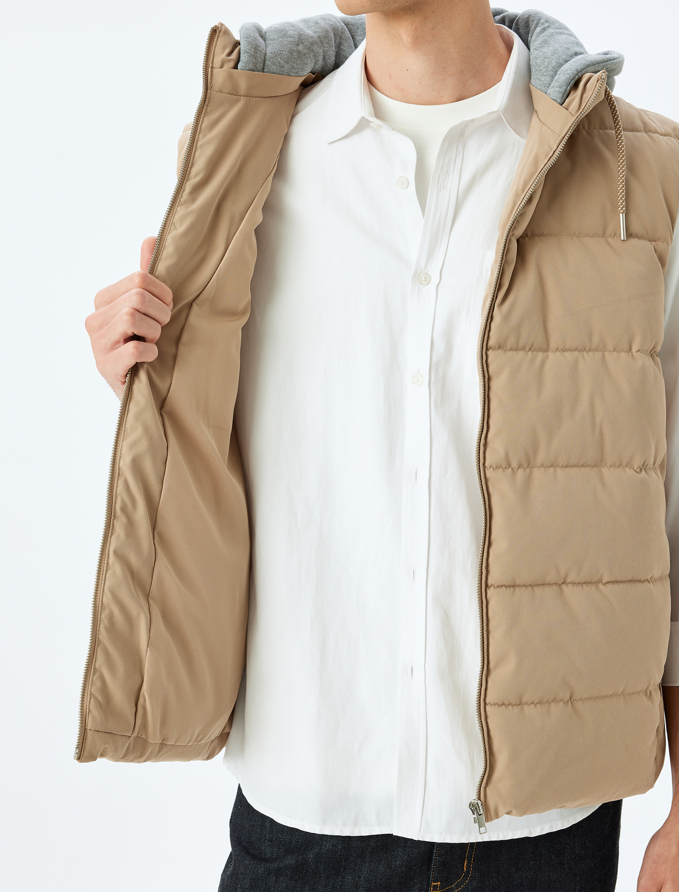   Şişme Yelek Çıkarılabilir Kapşonlu Fermuarlı