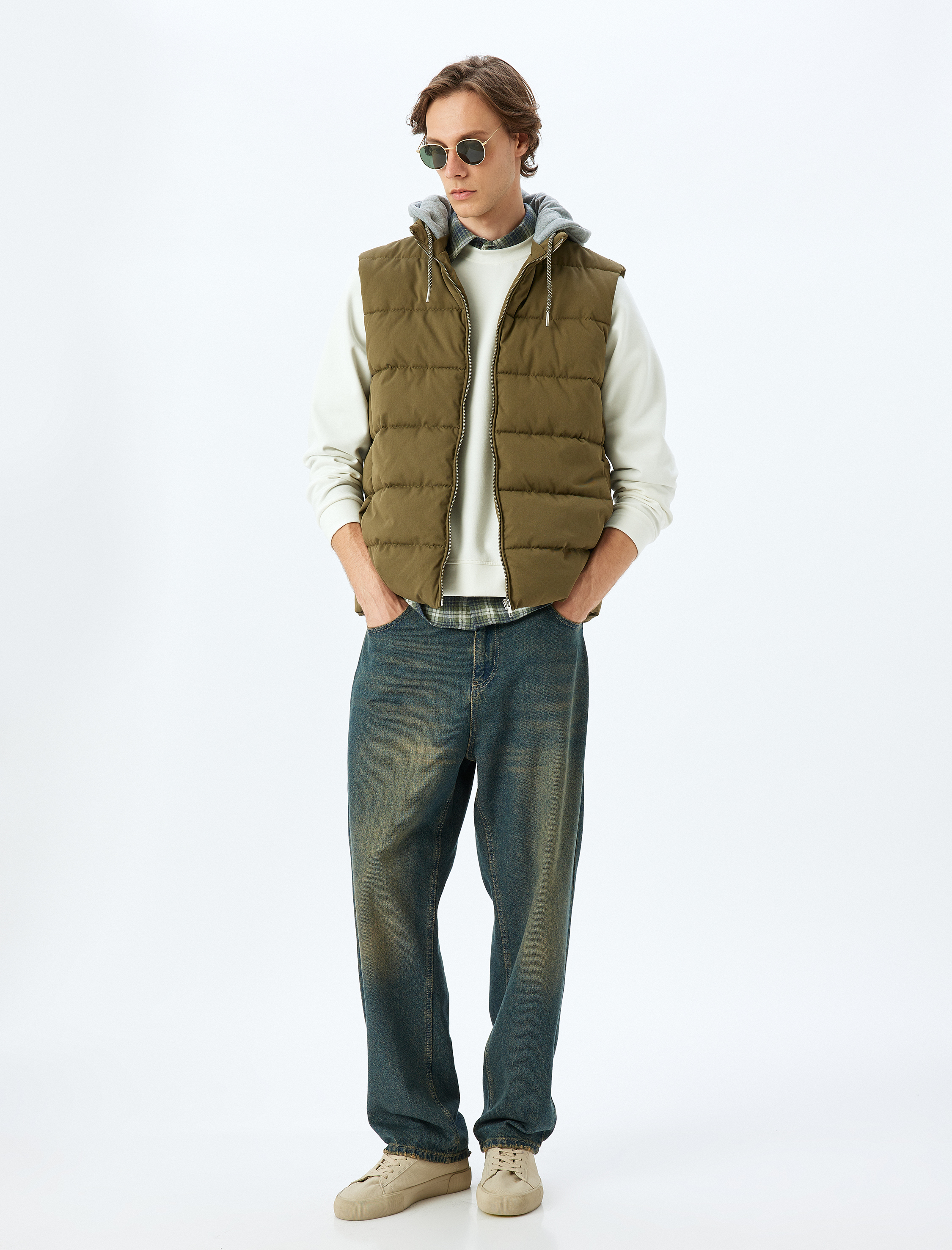   Şişme Yelek Çıkarılabilir Kapşonlu Fermuarlı