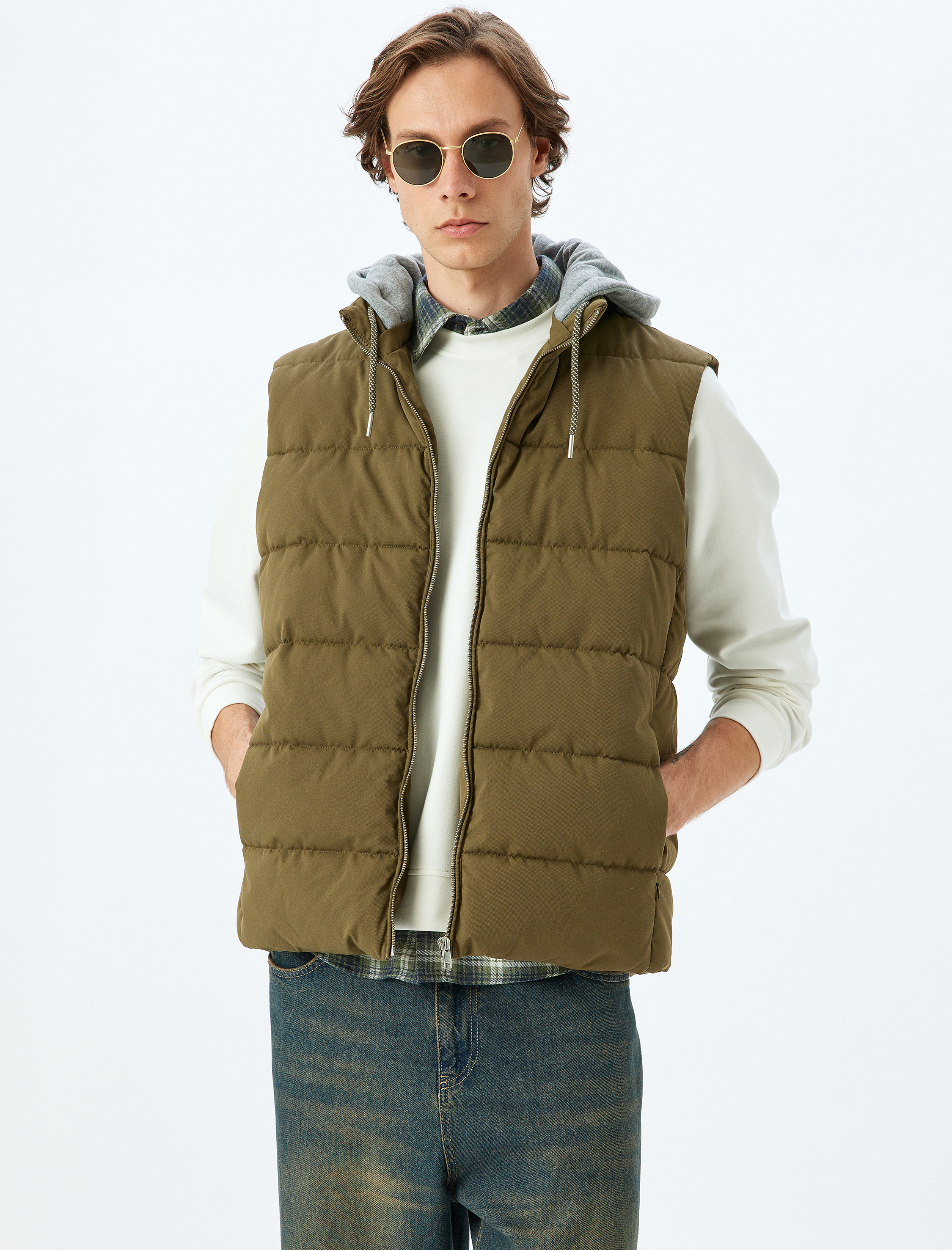   Şişme Yelek Çıkarılabilir Kapşonlu Fermuarlı