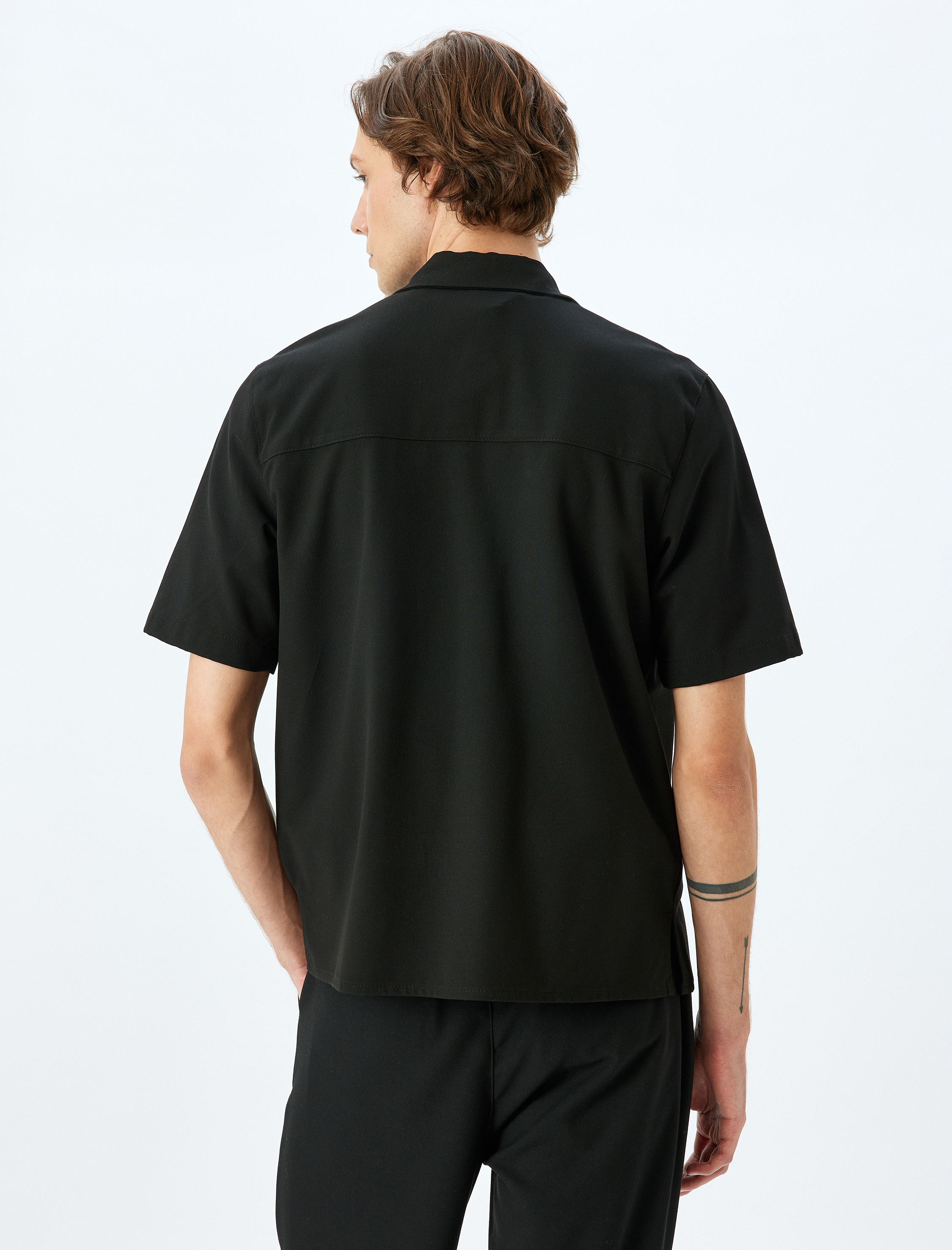   Kısa Kollu Regular Fit Viskon Karışımlı Basic Gömlek