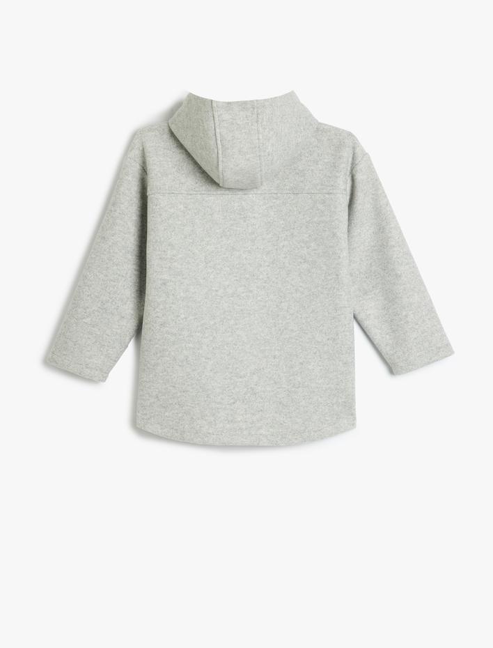 Erkek Çocuk Cep Detaylı Uzun Kollu Çıtçıt Kapamalı Kapşonlu Ceket