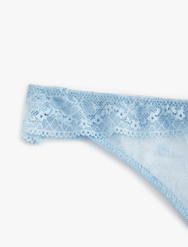 Fiyonk Detaylı Transparan Dantel String Külot_2