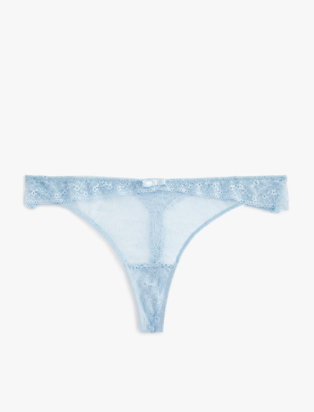 Fiyonk Detaylı Transparan Dantel String Külot_0