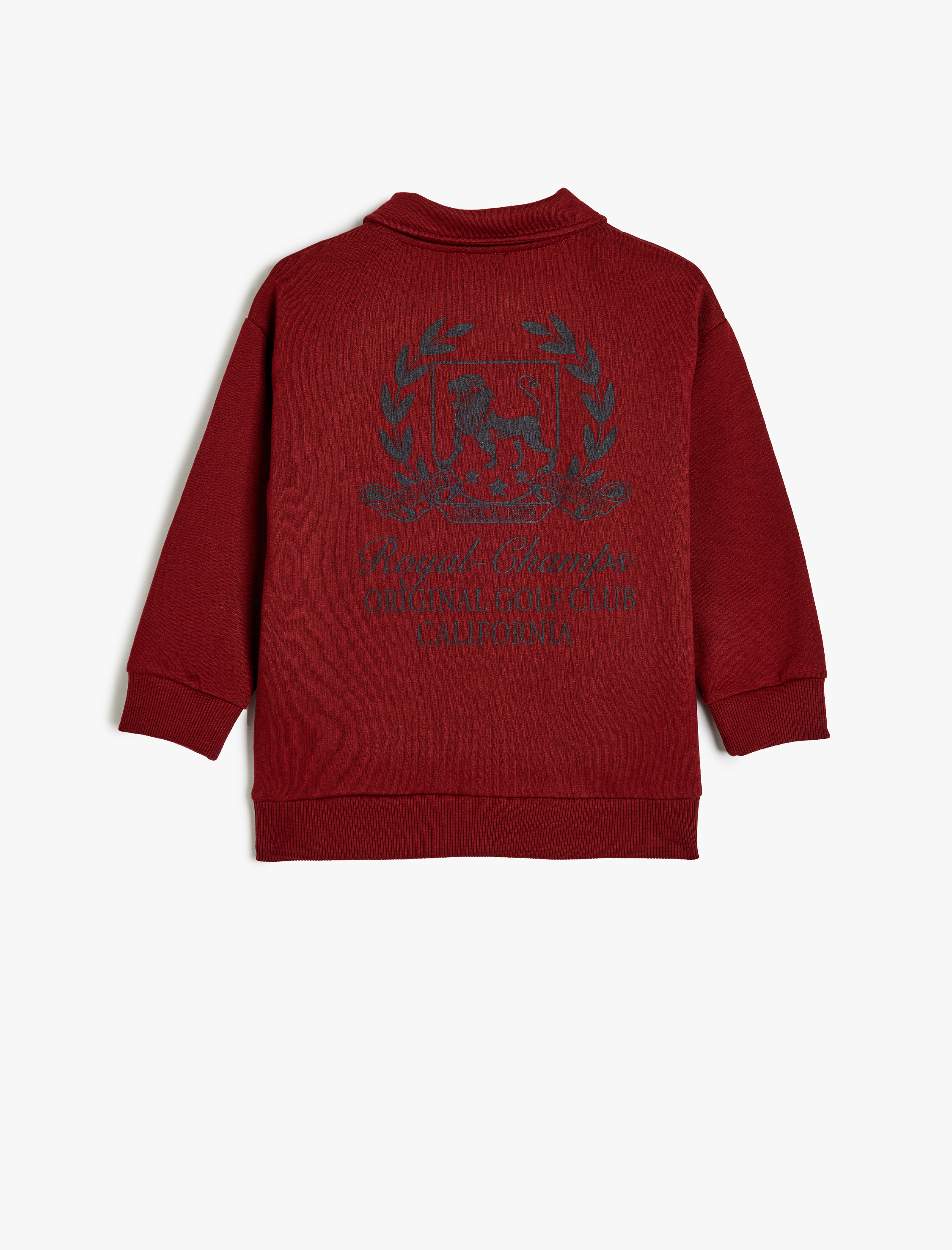  Erkek Çocuk Oversize Polo Sweatshirt Uzun Kollu İşleme Detaylı Düğmeli Şardonlu