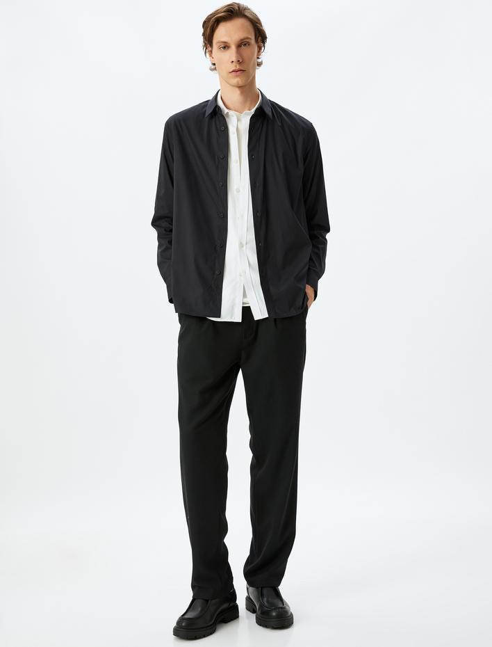  Uzun Kollu Regular Fit Pamuklu Basic Gömlek