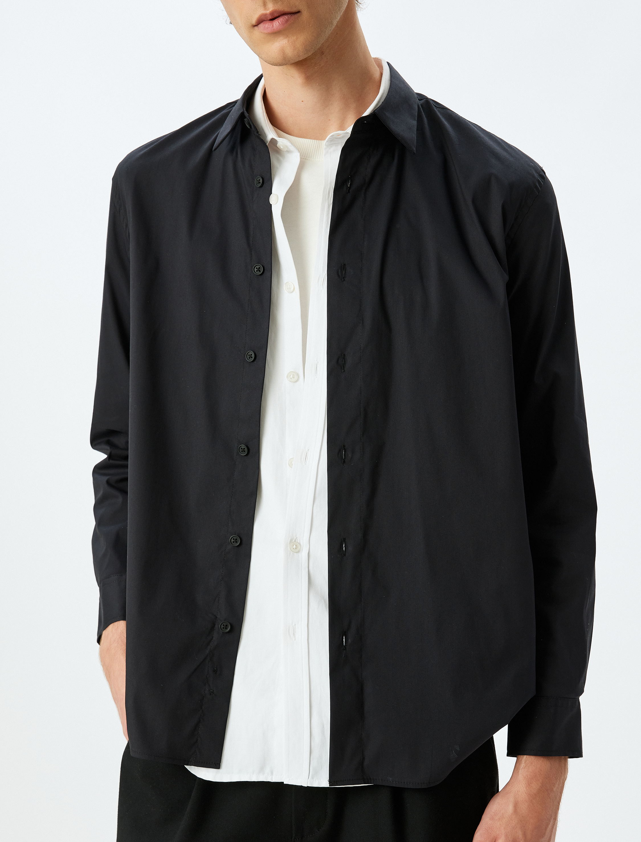   Uzun Kollu Regular Fit Pamuklu Basic Gömlek