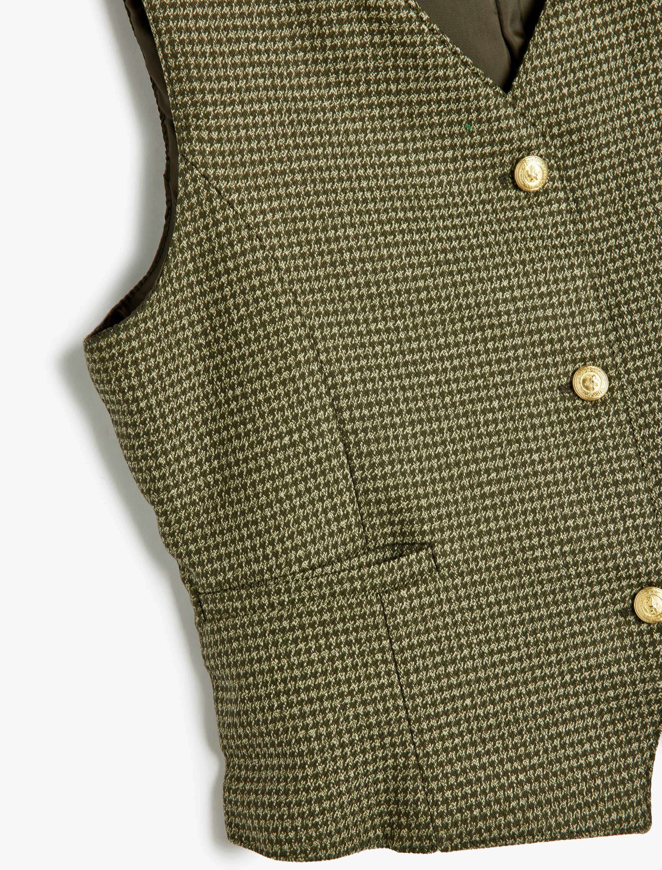  Kız Çocuk Yelek V Yaka Düğme ve Cep Detaylı Viskon Karışımlı