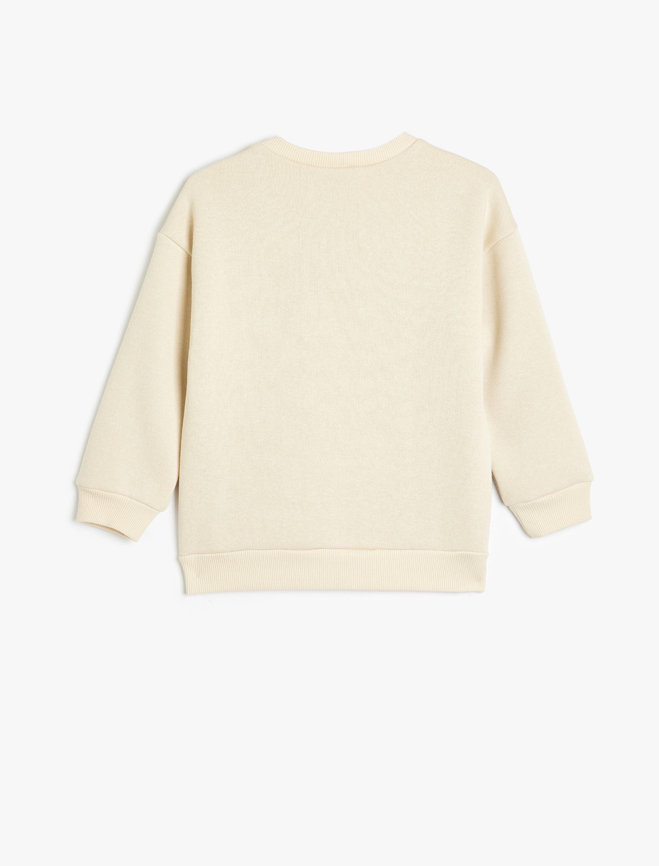  Erkek Çocuk Oversize Sweatshirt Doğa Baskı Detaylı Bisiklet Yaka Uzun Kollu Şardonlu