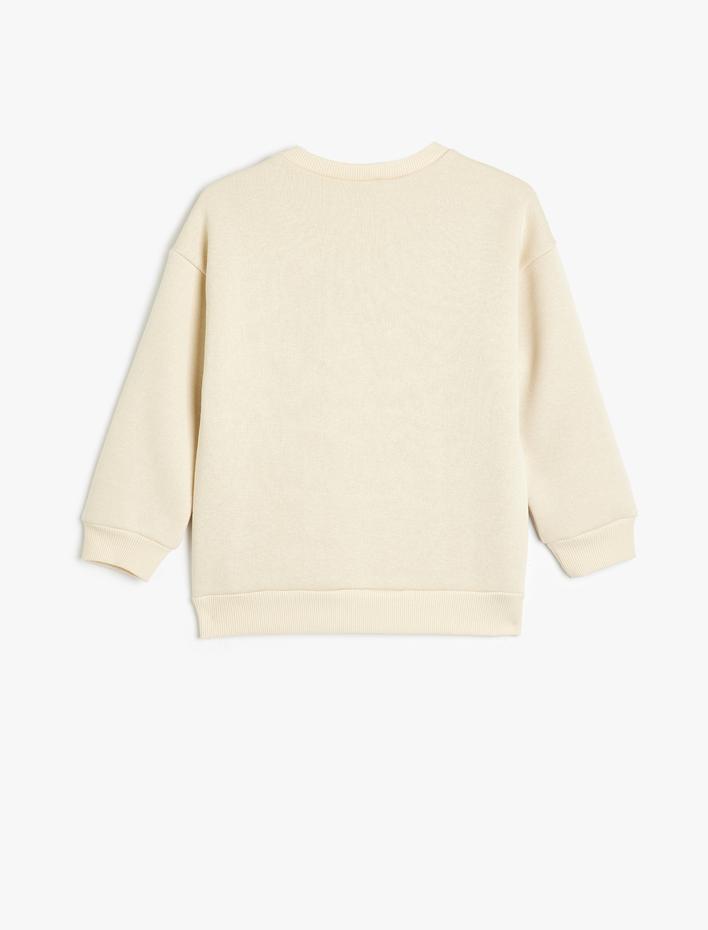 Erkek Çocuk Oversize Sweatshirt Doğa Baskı Detaylı Bisiklet Yaka Uzun Kollu Şardonlu