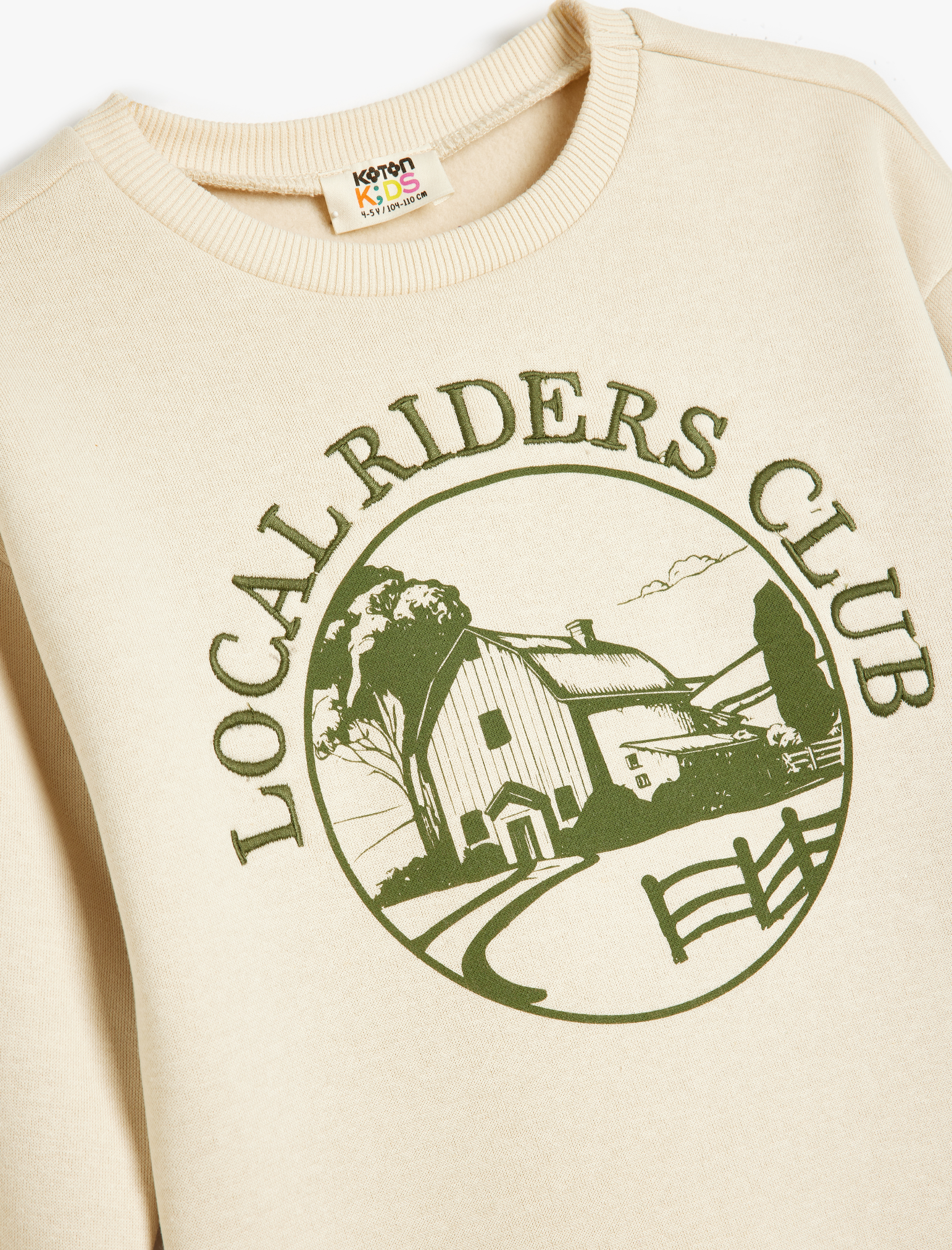  Erkek Çocuk Oversize Sweatshirt Doğa Baskı Detaylı Bisiklet Yaka Uzun Kollu Şardonlu