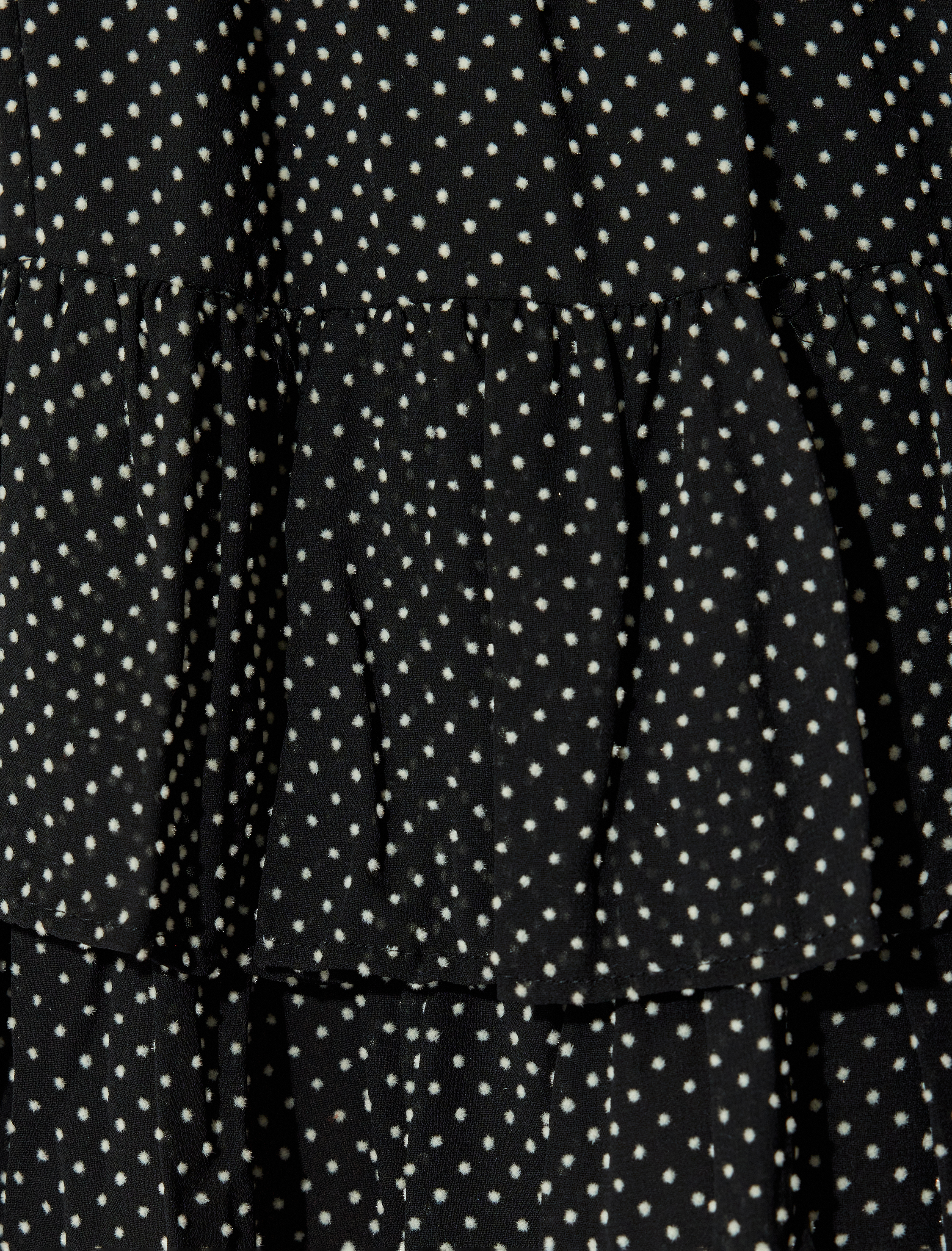   Fırfırlı Katlı Puantiyeli Mini Etek