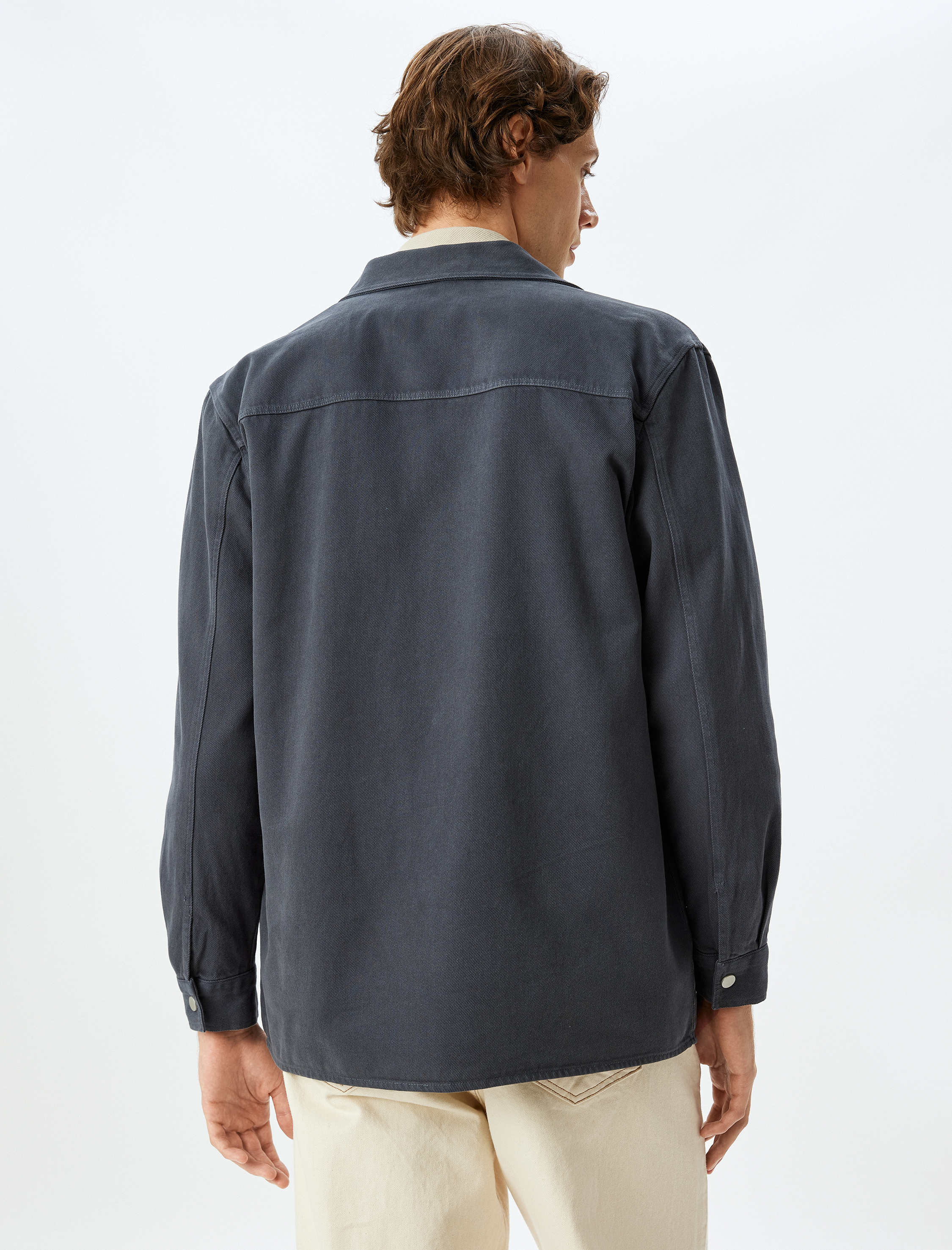 Cep Detaylı Düğmeli Pamuklu Regular Fit Uzun Kollu Gömlek Ceket